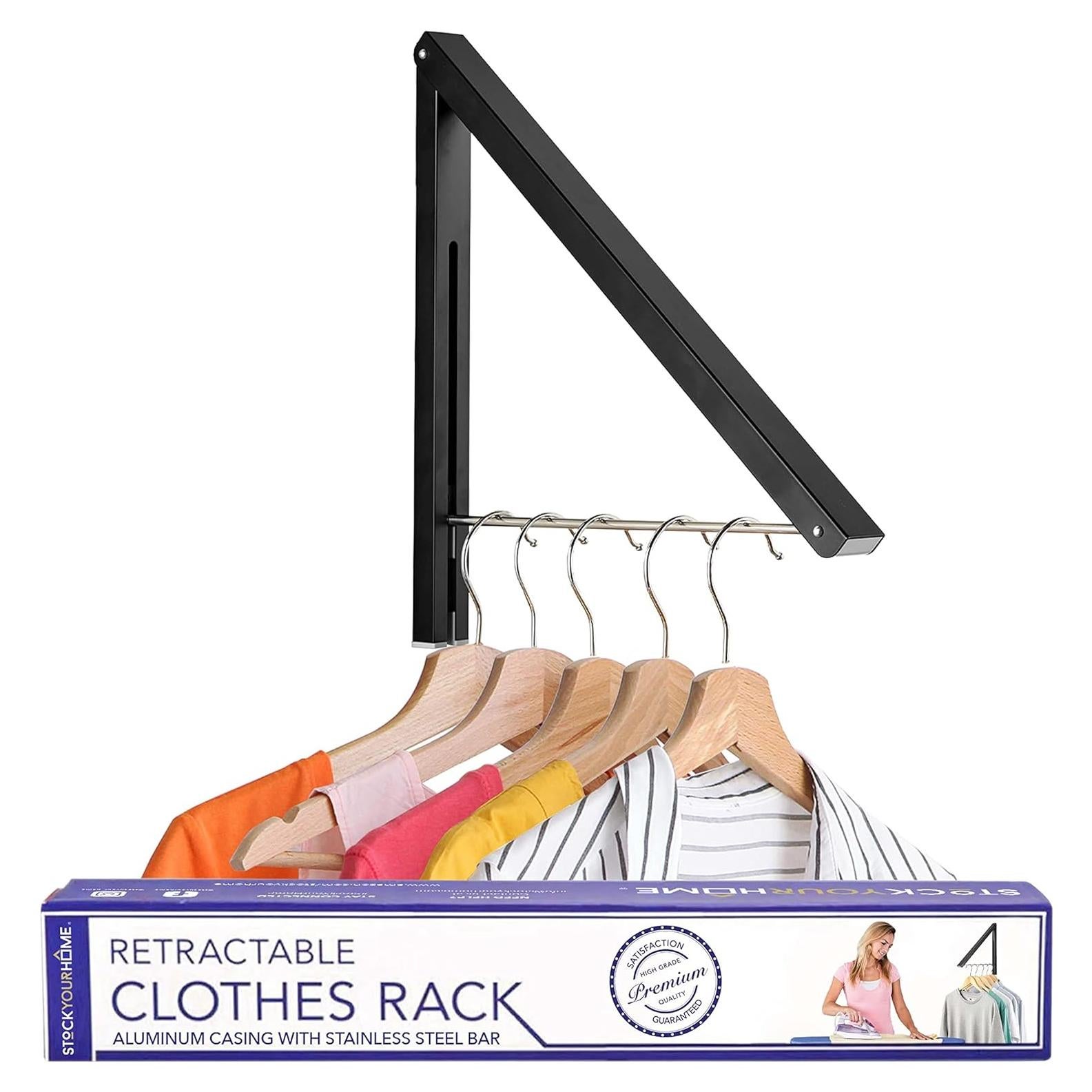 Perchero Plegable Montado en Pared Stock Your Home Negro 27.2kg