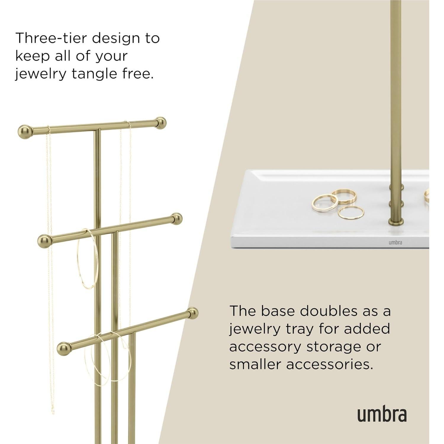 Soporte de Joyería Trigem Umbra 3 Niveles Dorado 48 cm