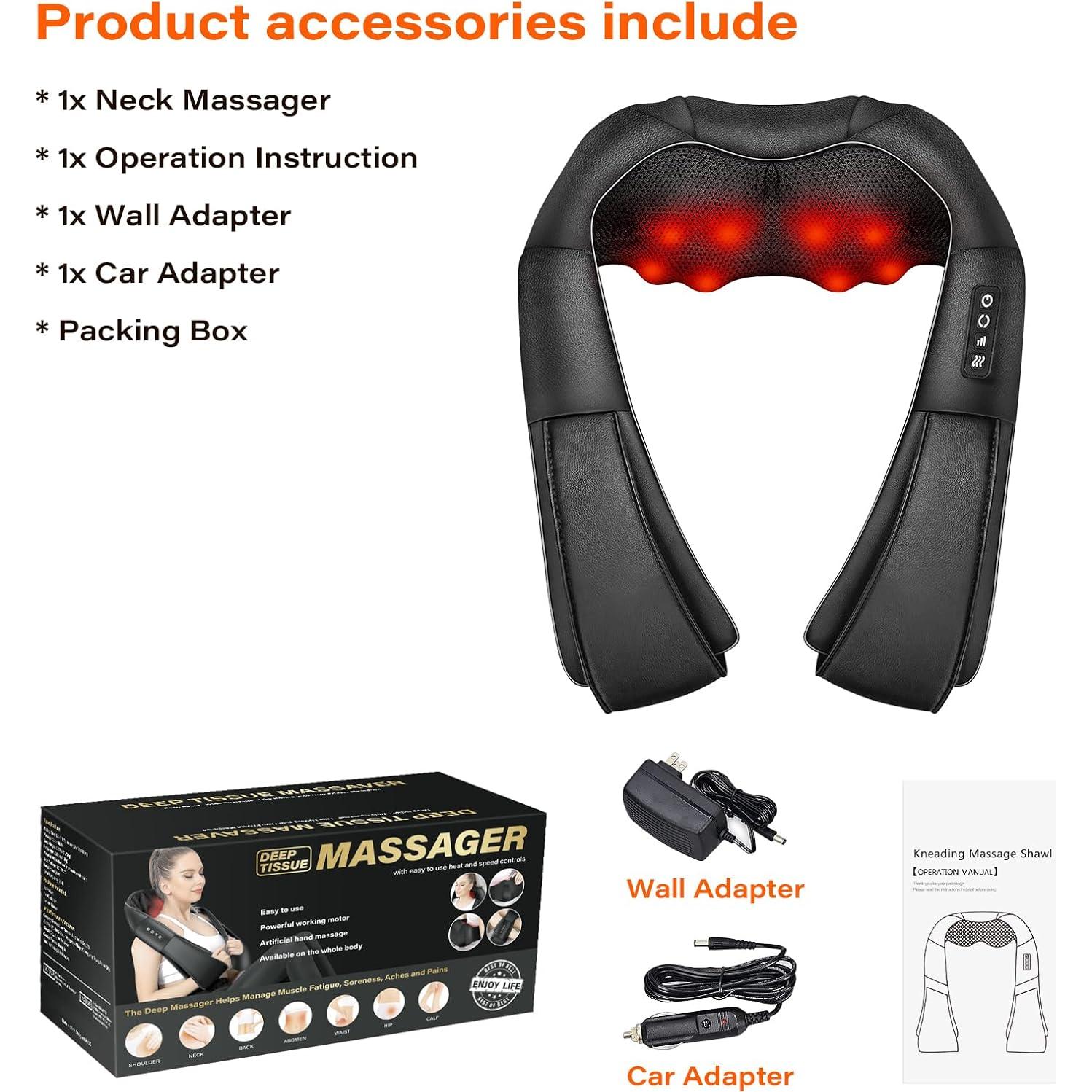 Masajeador Eléctrico de Cuello y Espalda WERTYI con Calor 3D