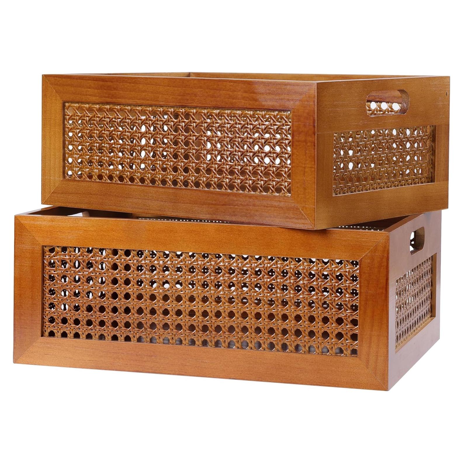 Juego de 2 Cestas de Almacenamiento de Madera LaMorée
