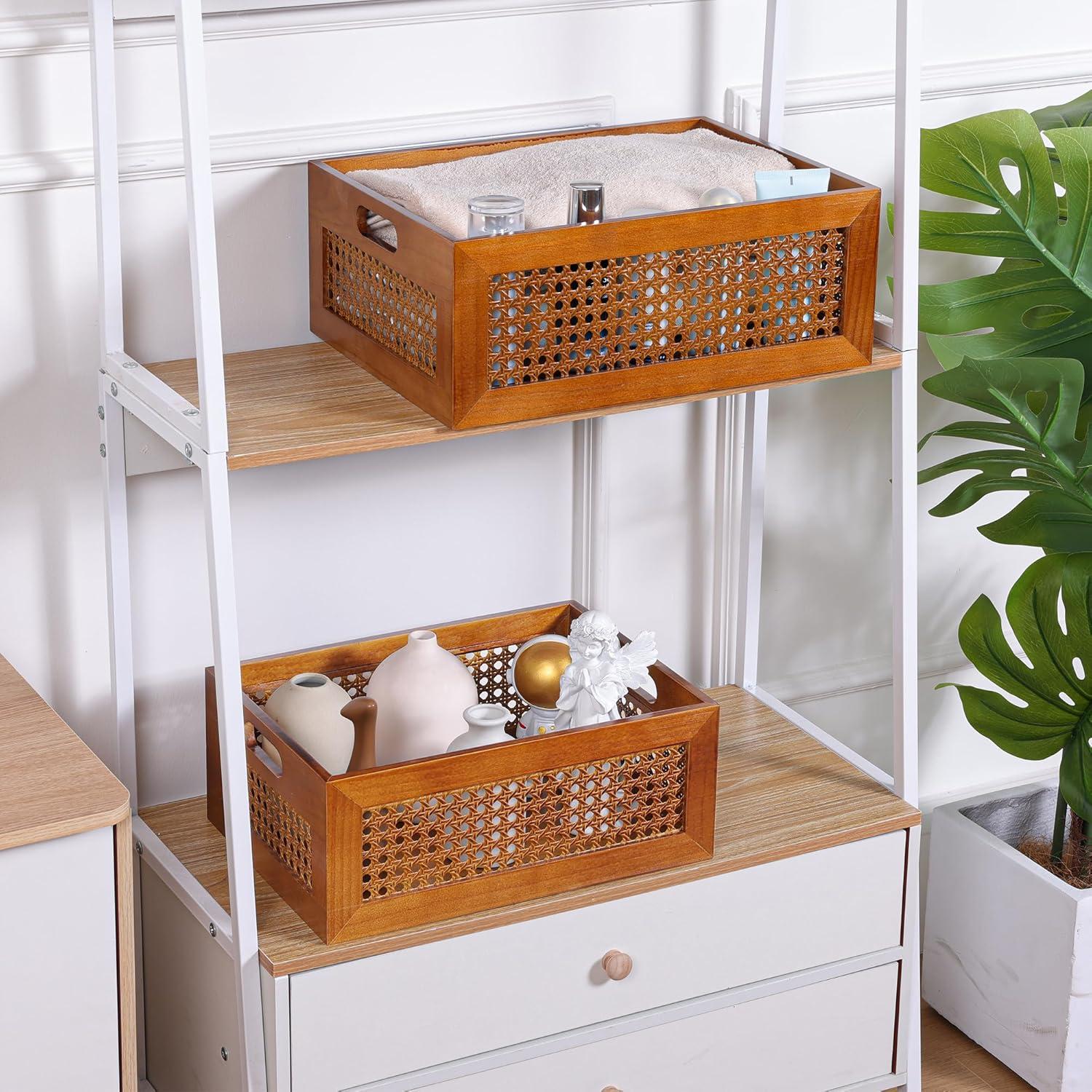 Juego de 2 Cestas de Almacenamiento de Madera LaMorée