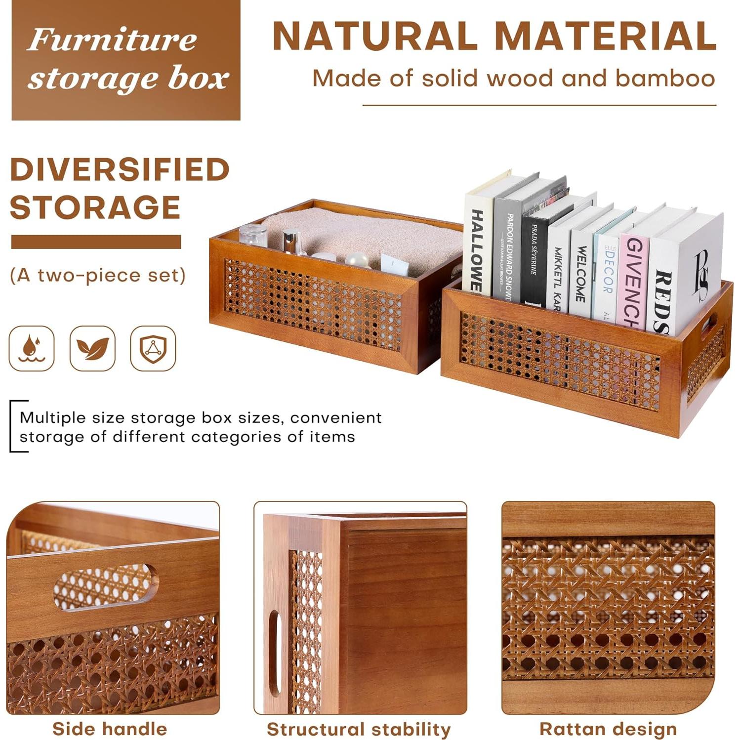 Juego de 2 Cestas de Almacenamiento de Madera LaMorée