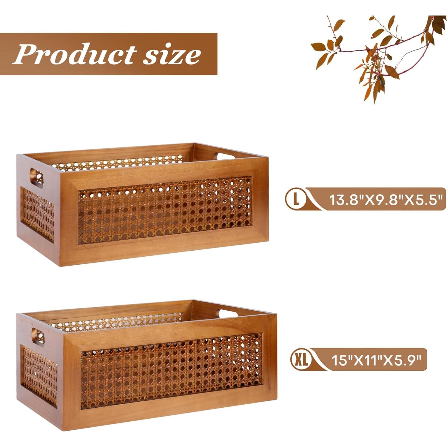 Juego de 2 Cestas de Almacenamiento de Madera LaMorée
