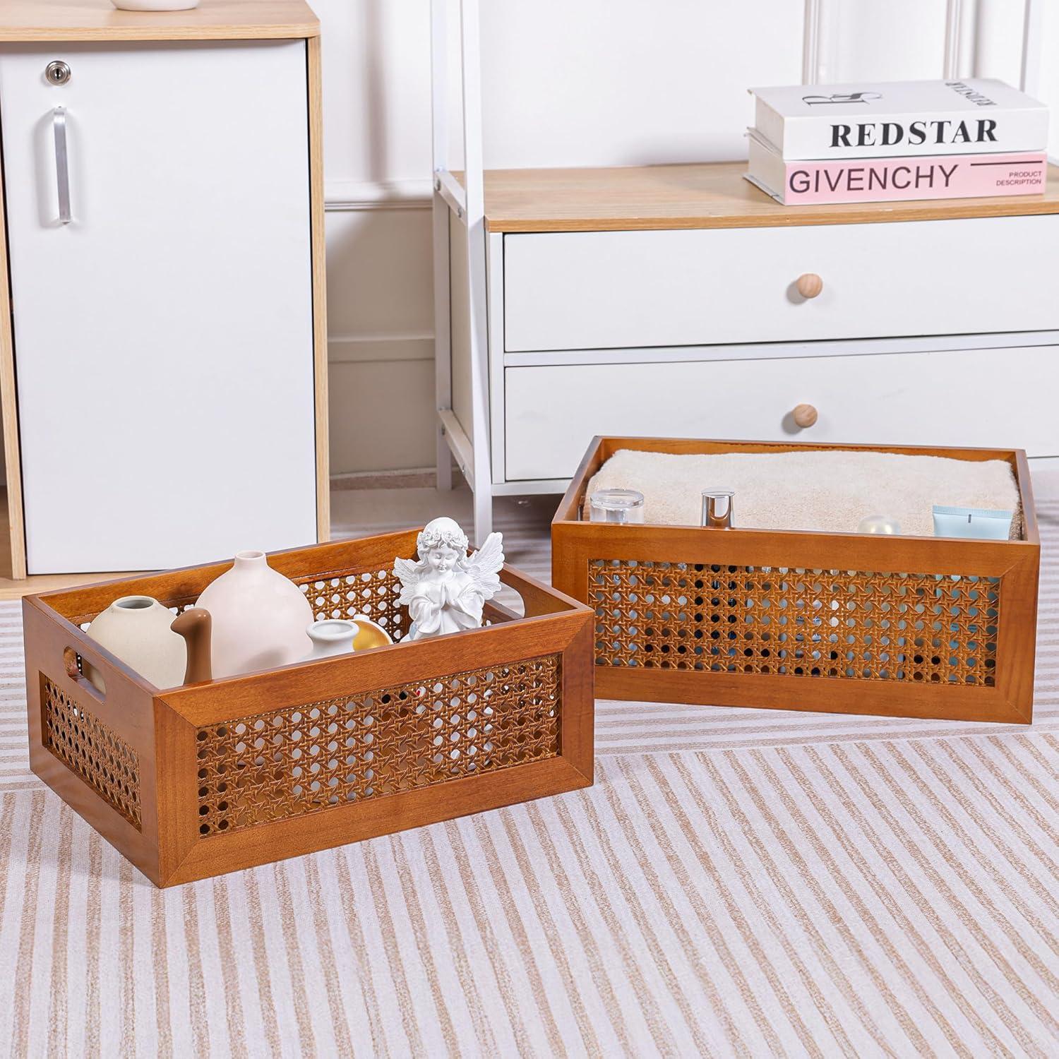 Juego de 2 Cestas de Almacenamiento de Madera LaMorée