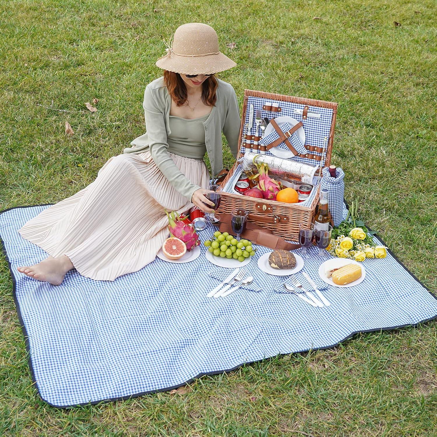 Cesta de Picnic WILLOW WEAVE con Manta Impermeable para 2