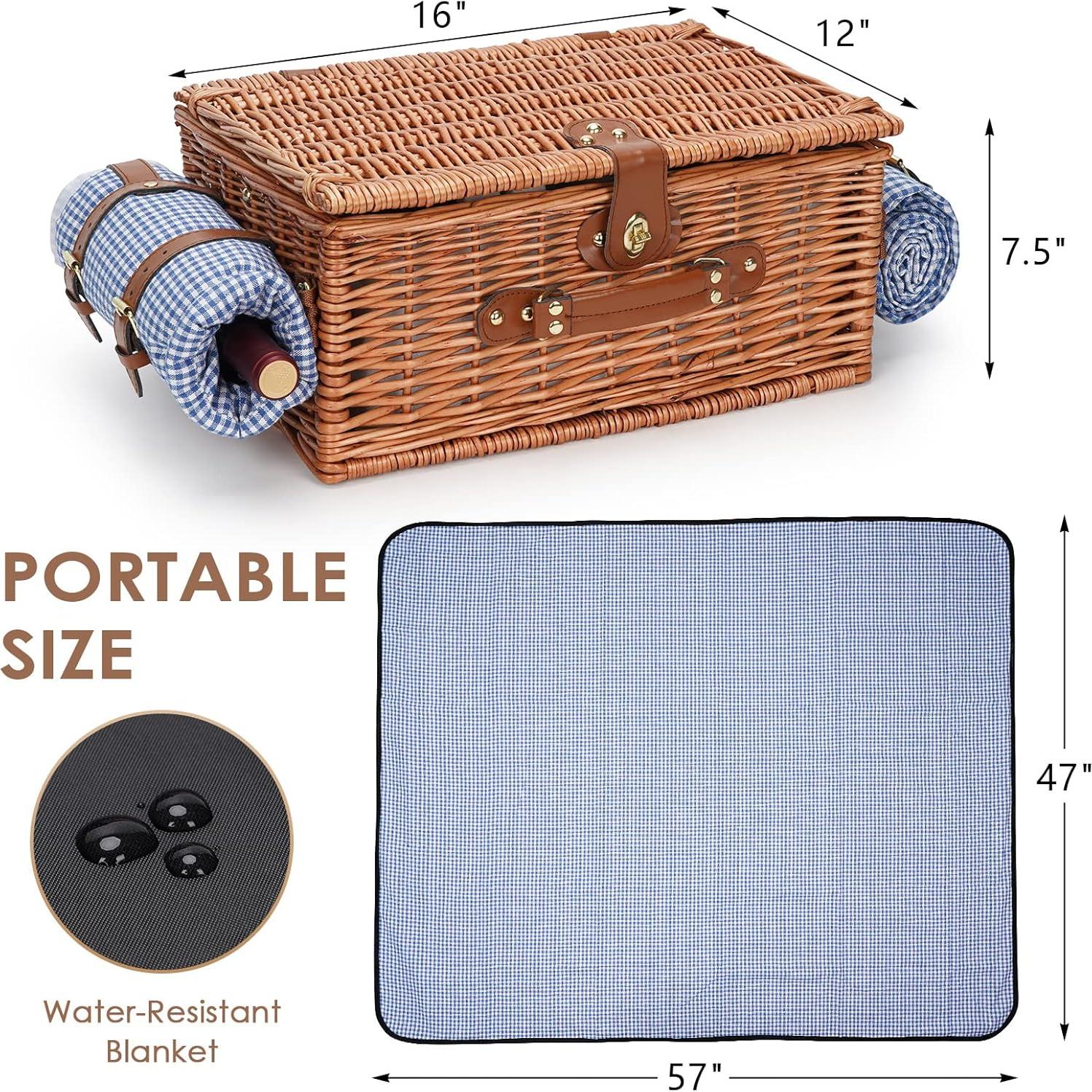 Cesta de Picnic WILLOW WEAVE con Manta Impermeable para 2