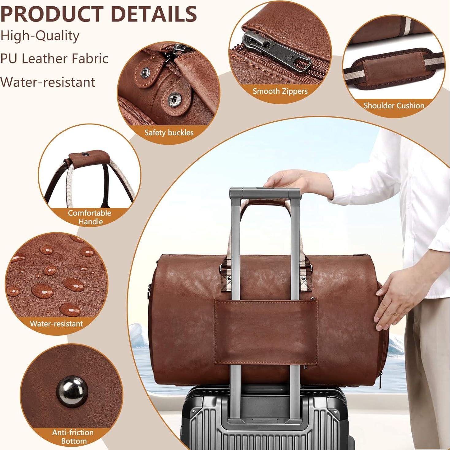 Bolsa de Ropa de Cuero SSWEISIKER 50L Impermeable 2 en 1