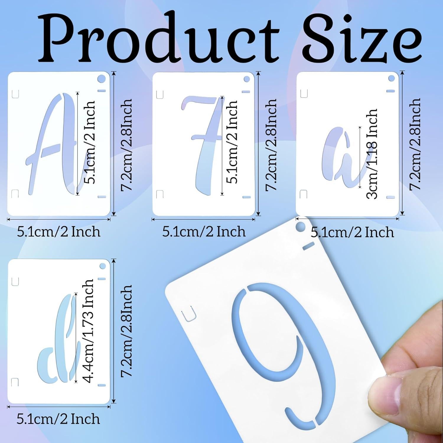 Plantillas de Letras HCTWPY 5.08 cm - 66 Piezas Caligrafía