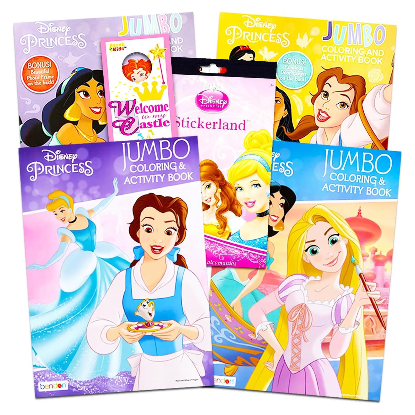 Set de Libros para Colorear Disney - 4 Libros y Stickers