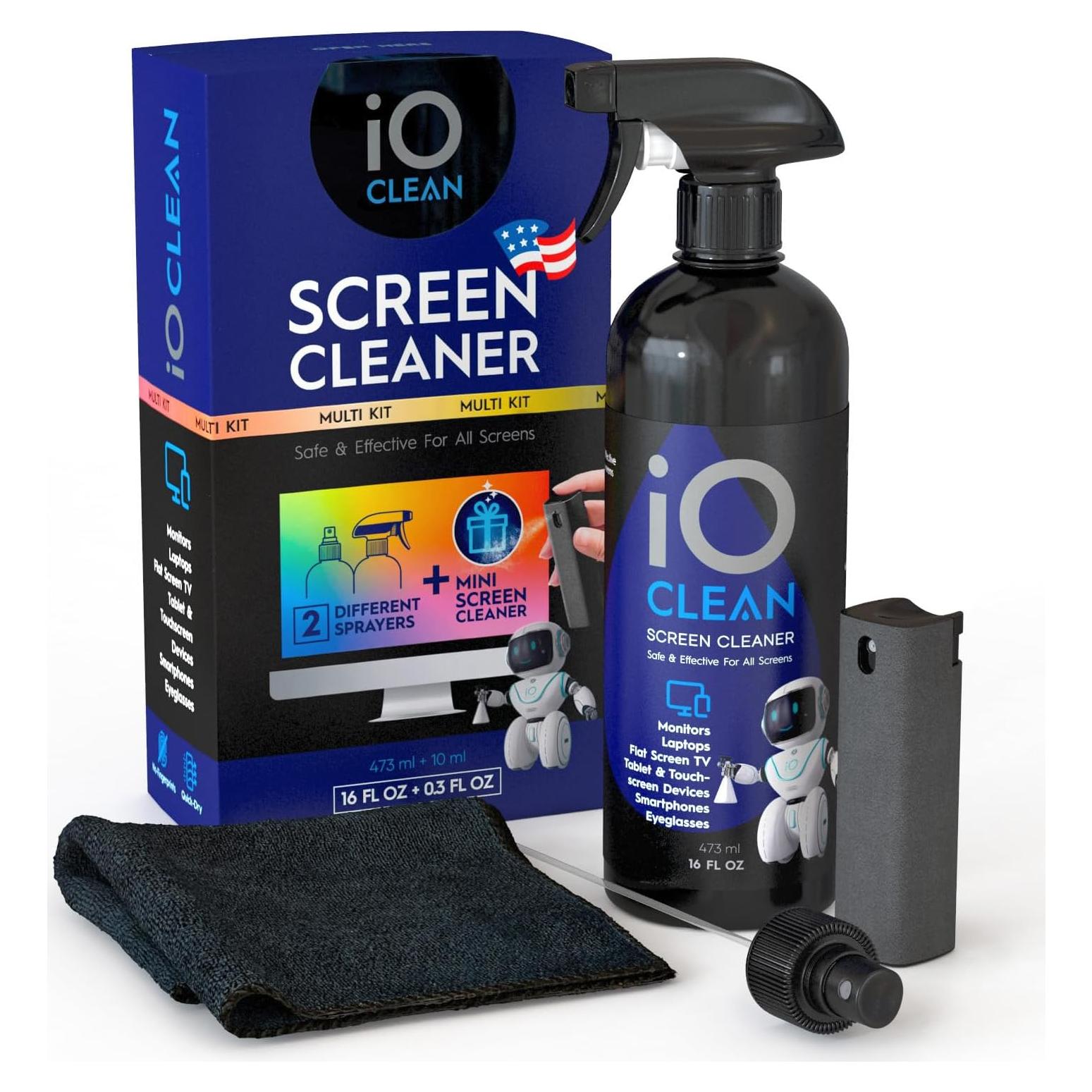 Kit Limpiador de Pantallas iO CLEAN 16oz + 0.3oz - Biodegradable