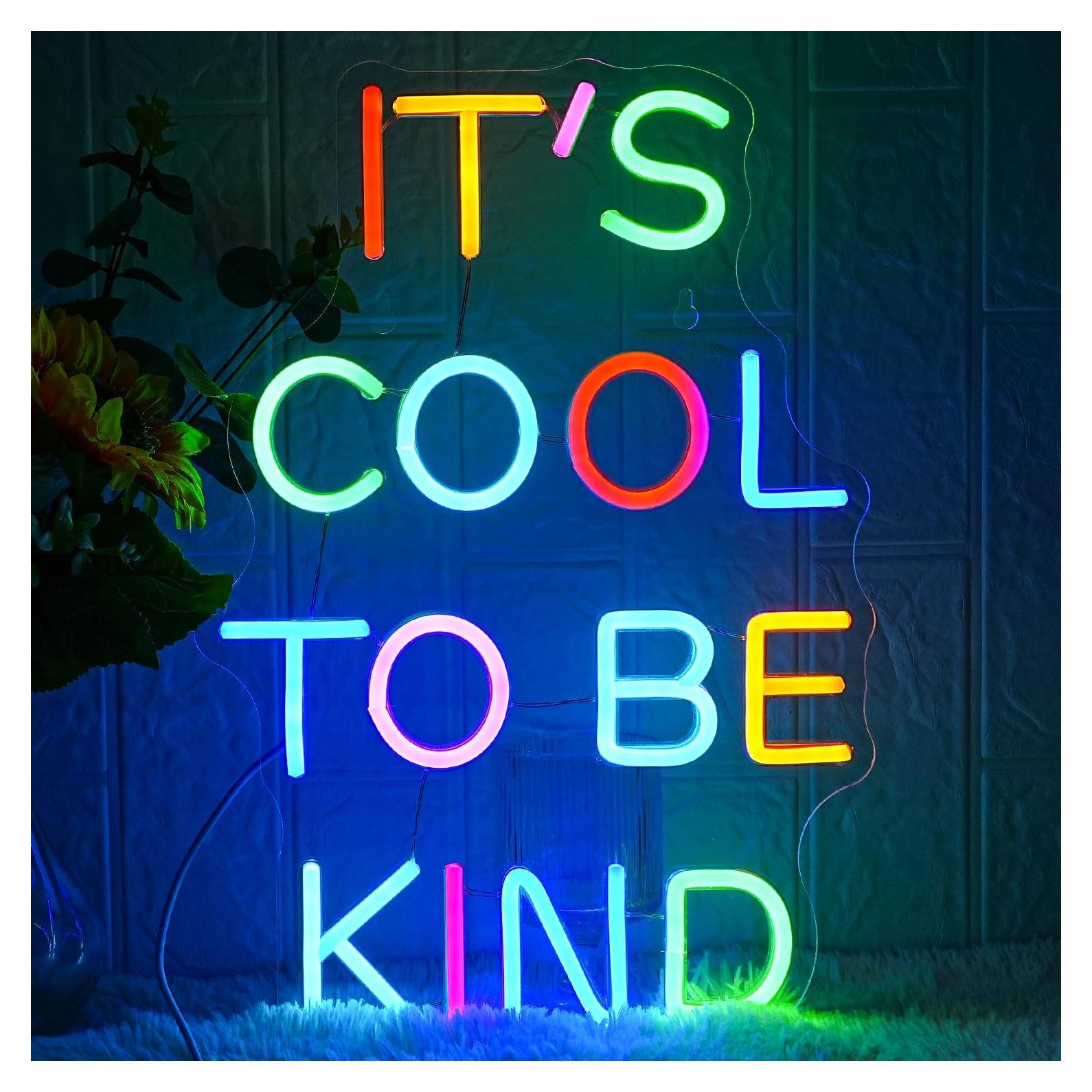 Letrero de Neón Colorido LMSIGNLY 'Es Genial Ser Amable' 42x28 cm