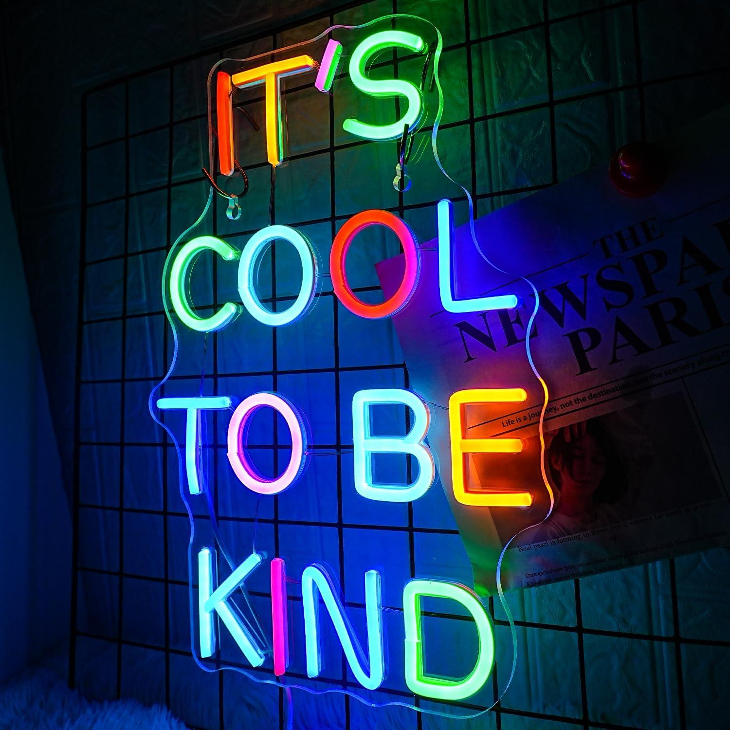Letrero de Neón Colorido LMSIGNLY 'Es Genial Ser Amable' 42x28 cm