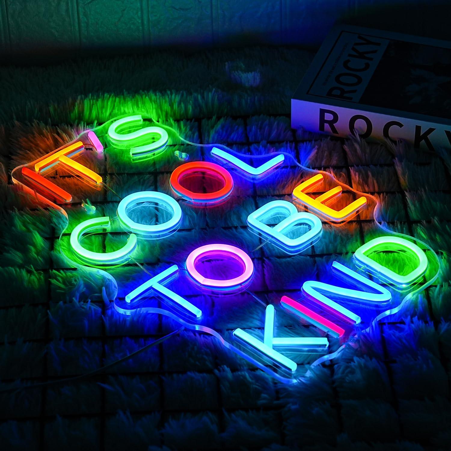 Letrero de Neón Colorido LMSIGNLY 'Es Genial Ser Amable' 42x28 cm