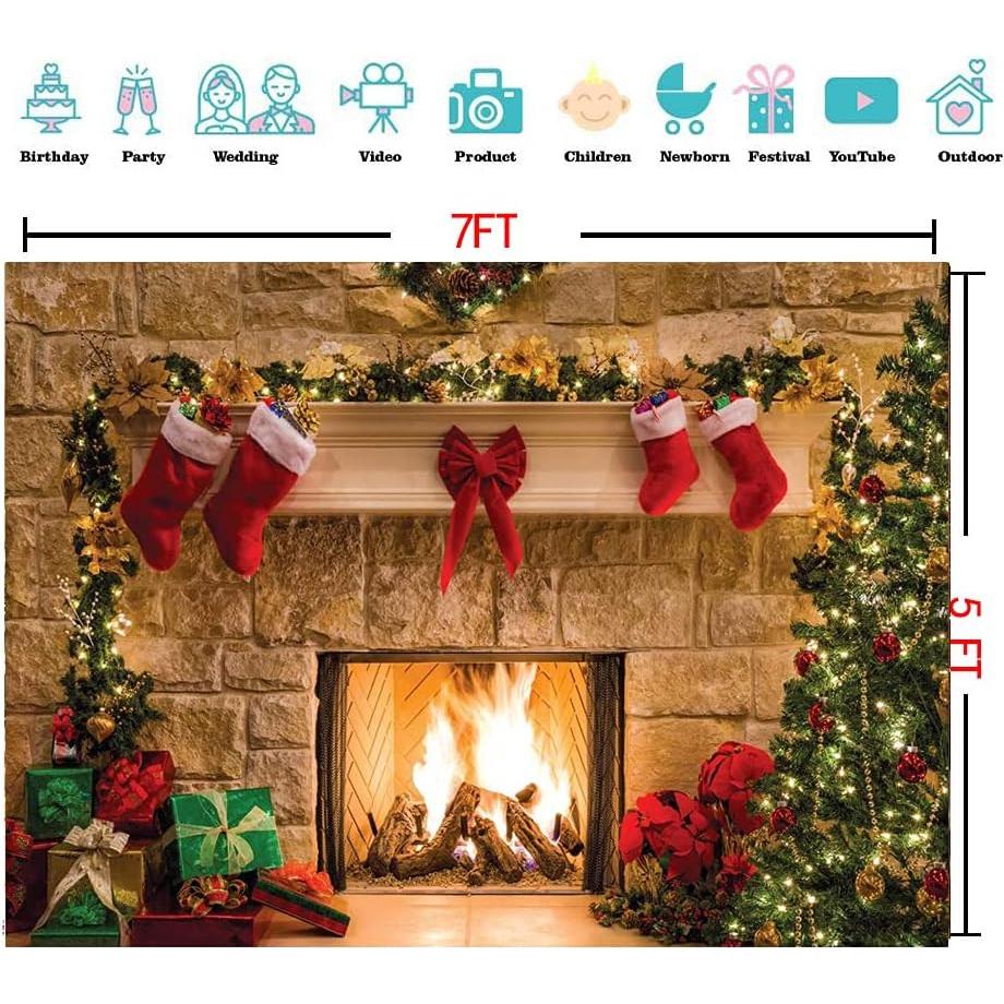 Fondo Fotográfico Navidad 213x152cm CYLYH Chimenea