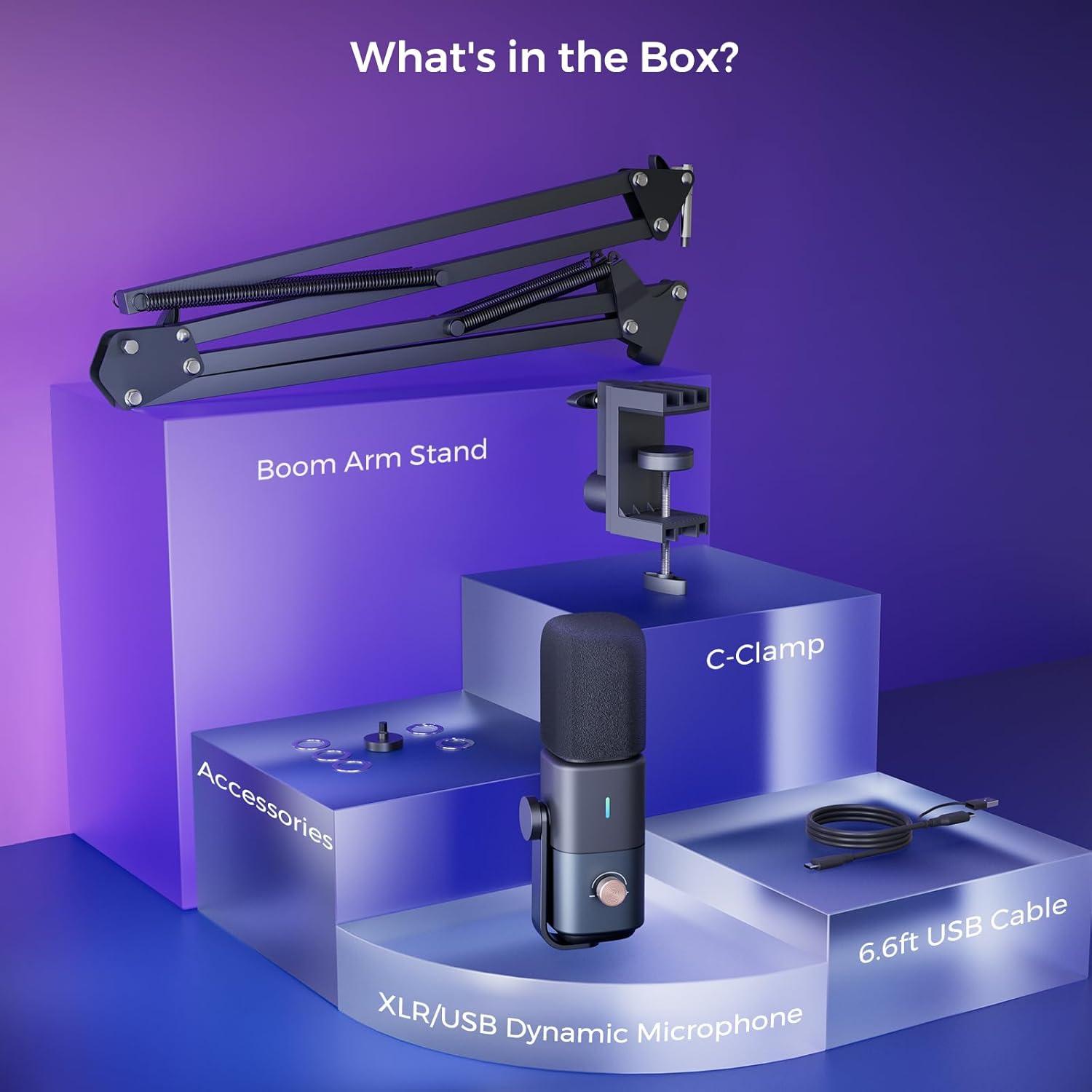 Micrófono Dinámico USB/XLR NearStream AM10X con Brazo Soporte