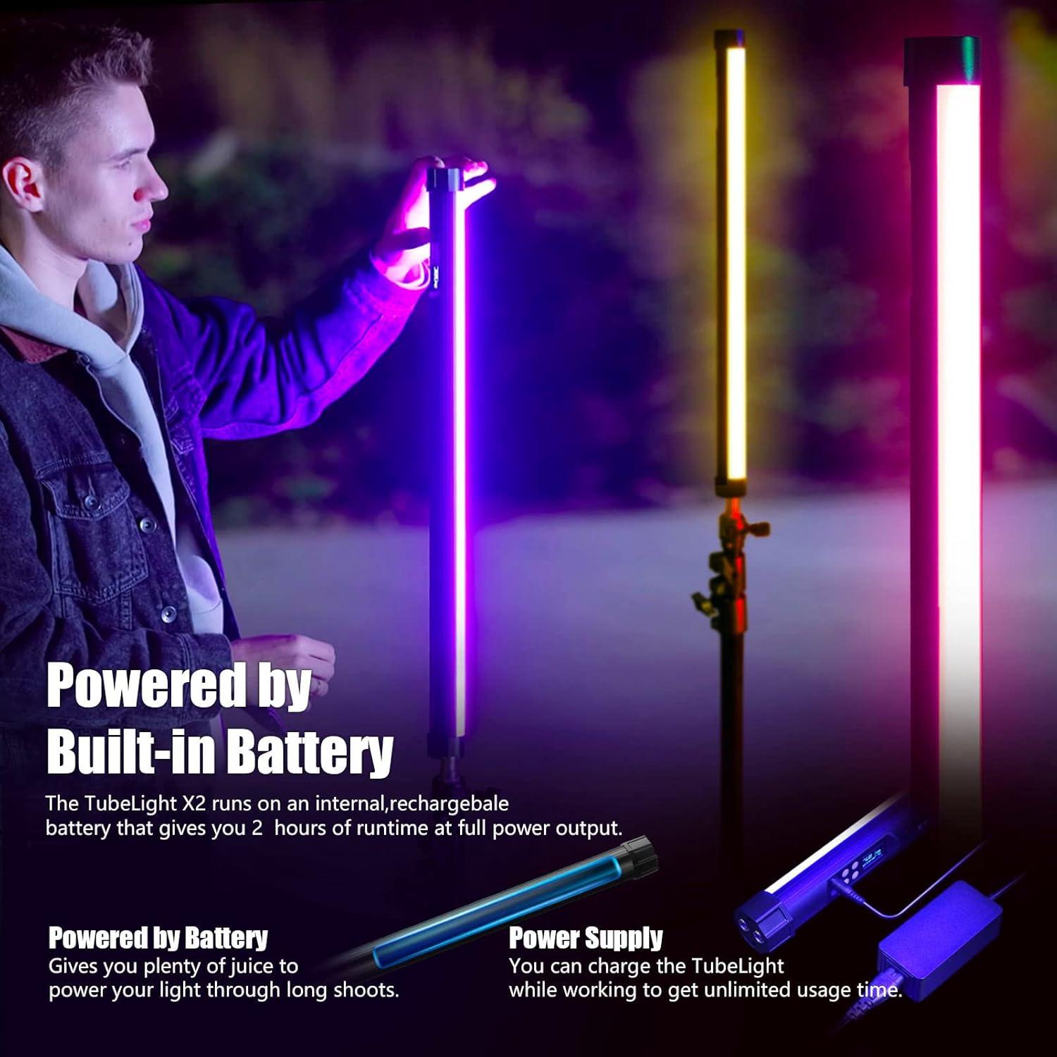 Kit de Luz LED RGB Mettlelite TLX2 2 Tubos 2800K-8000K