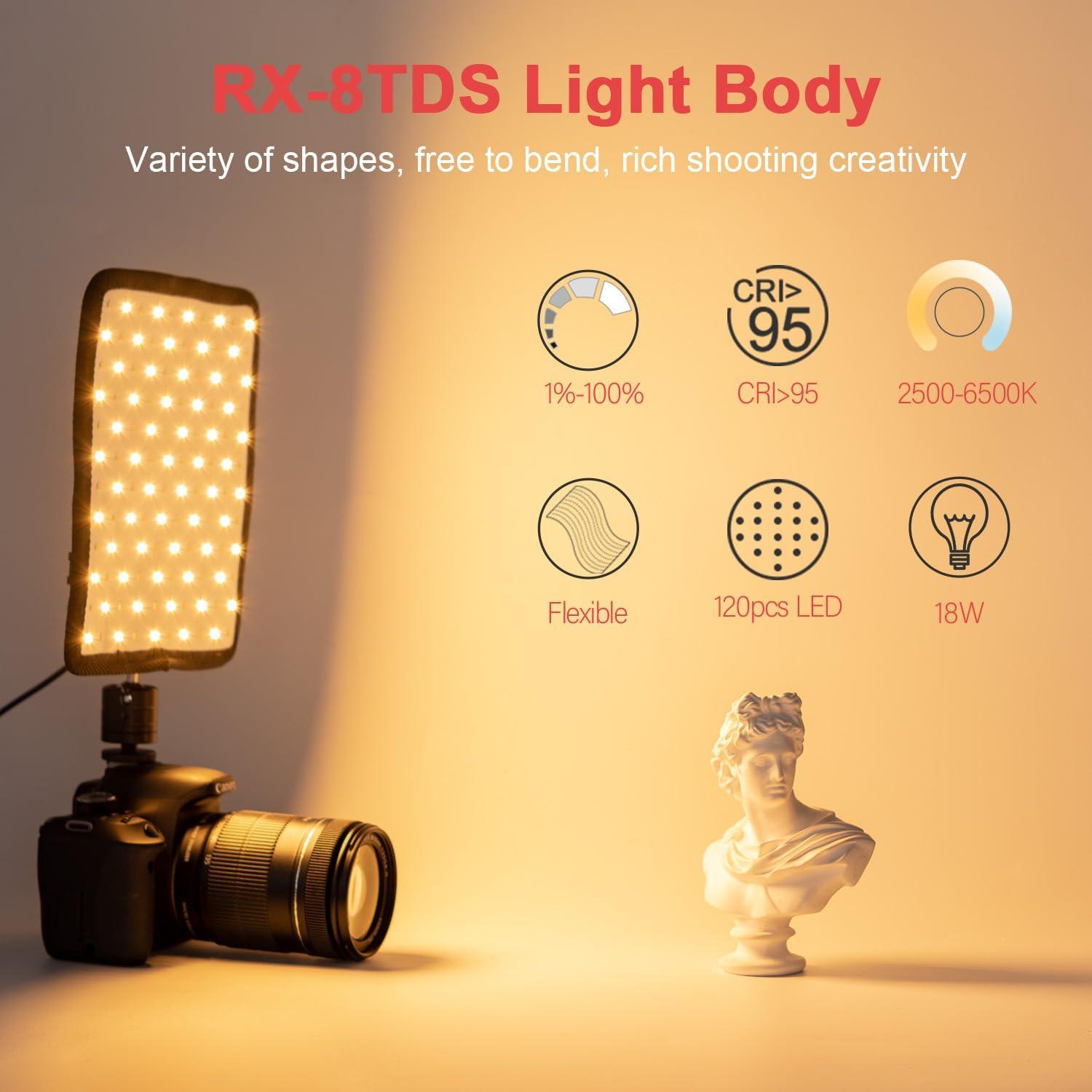 Panel de Luz LED Flexible Falconeyes RX-8TDs 2500K-6500K