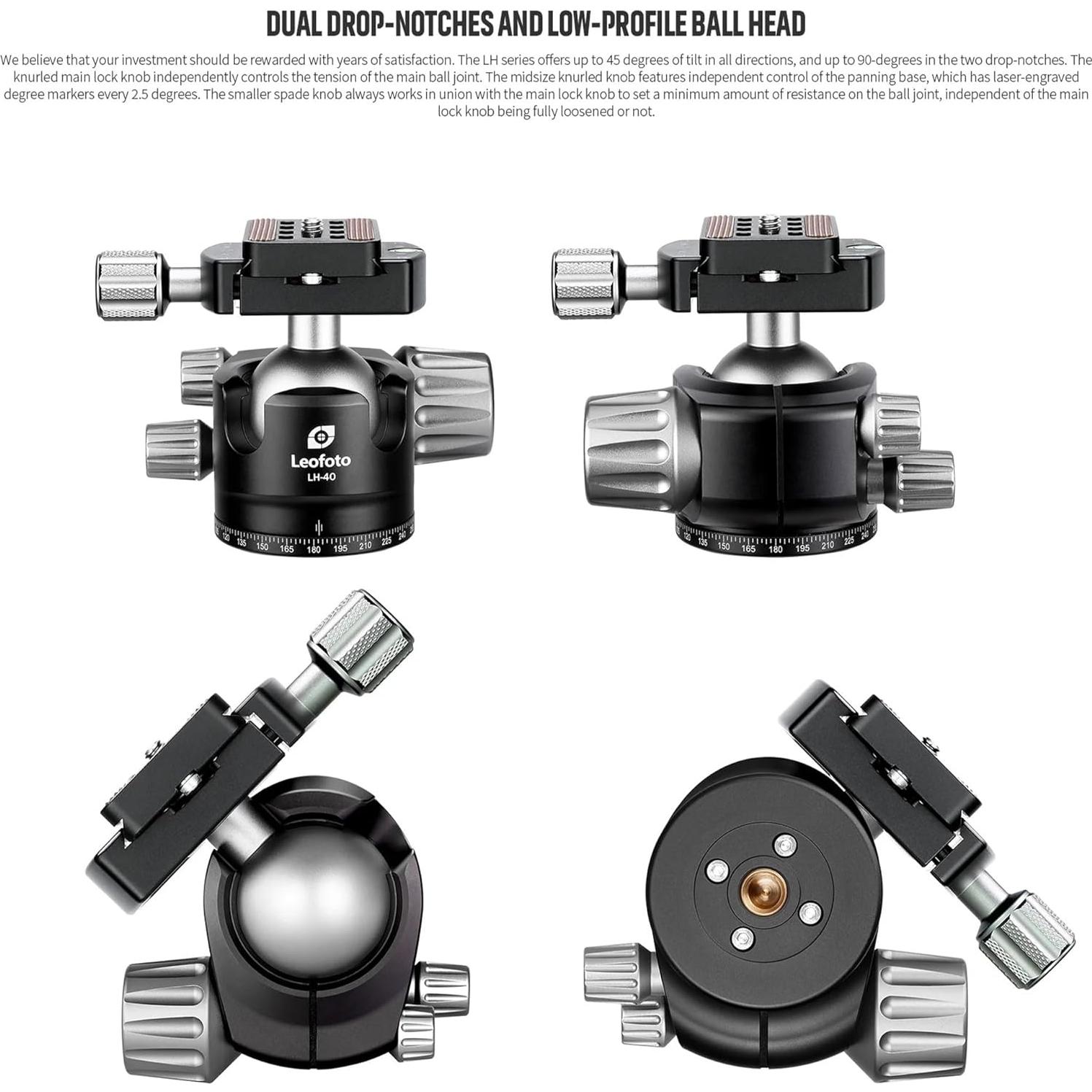 Trípode Profesional Leofoto LS-365CX+LH-40 Fibra Carbono 20kg