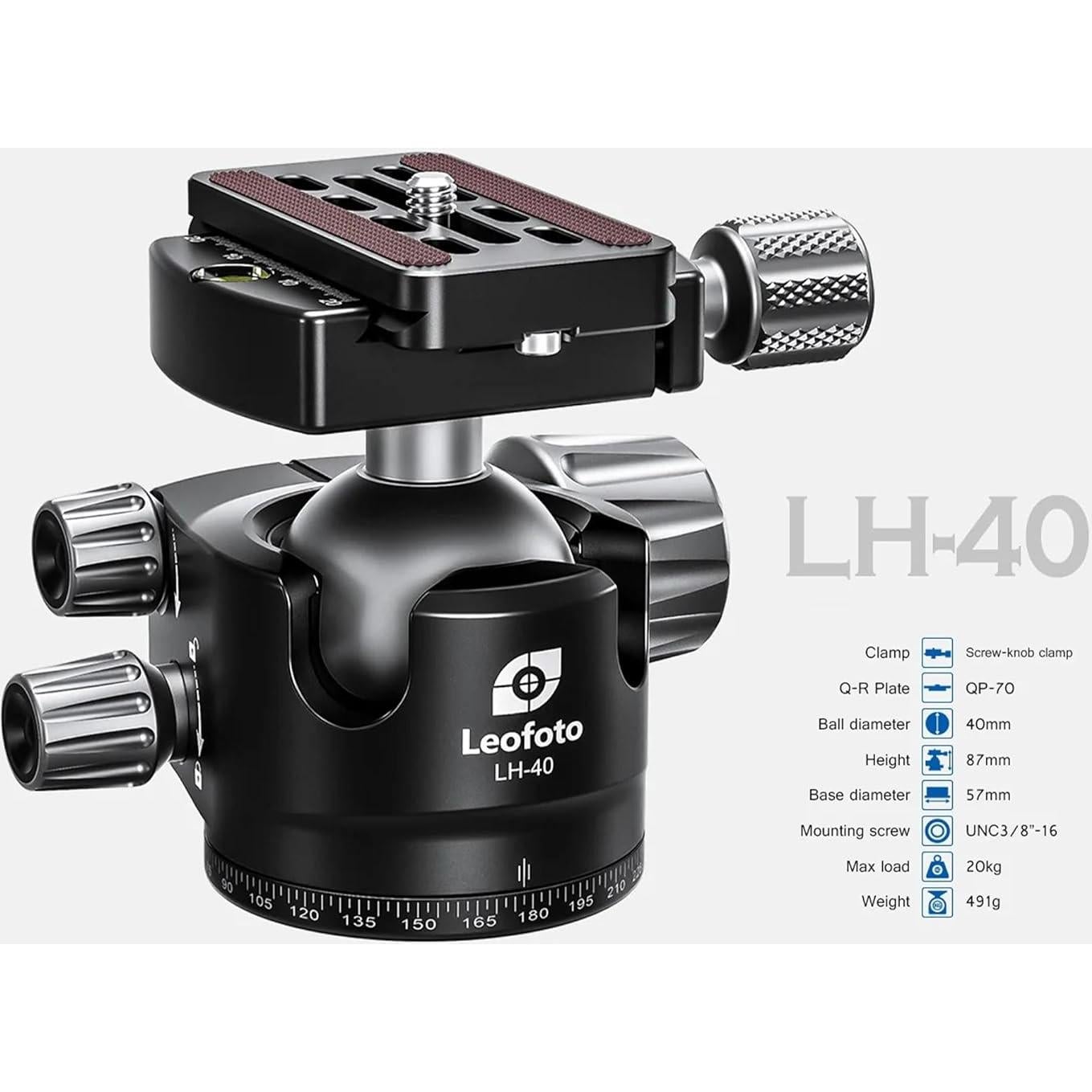 Trípode Profesional Leofoto LS-365CX+LH-40 Fibra Carbono 20kg