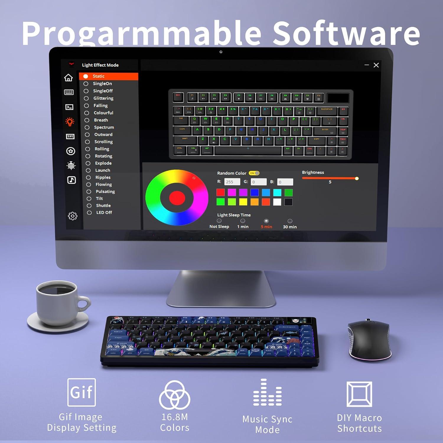 Teclado Mecánico Inalámbrico XVX L75 Pro RGB Kanagawa Negro