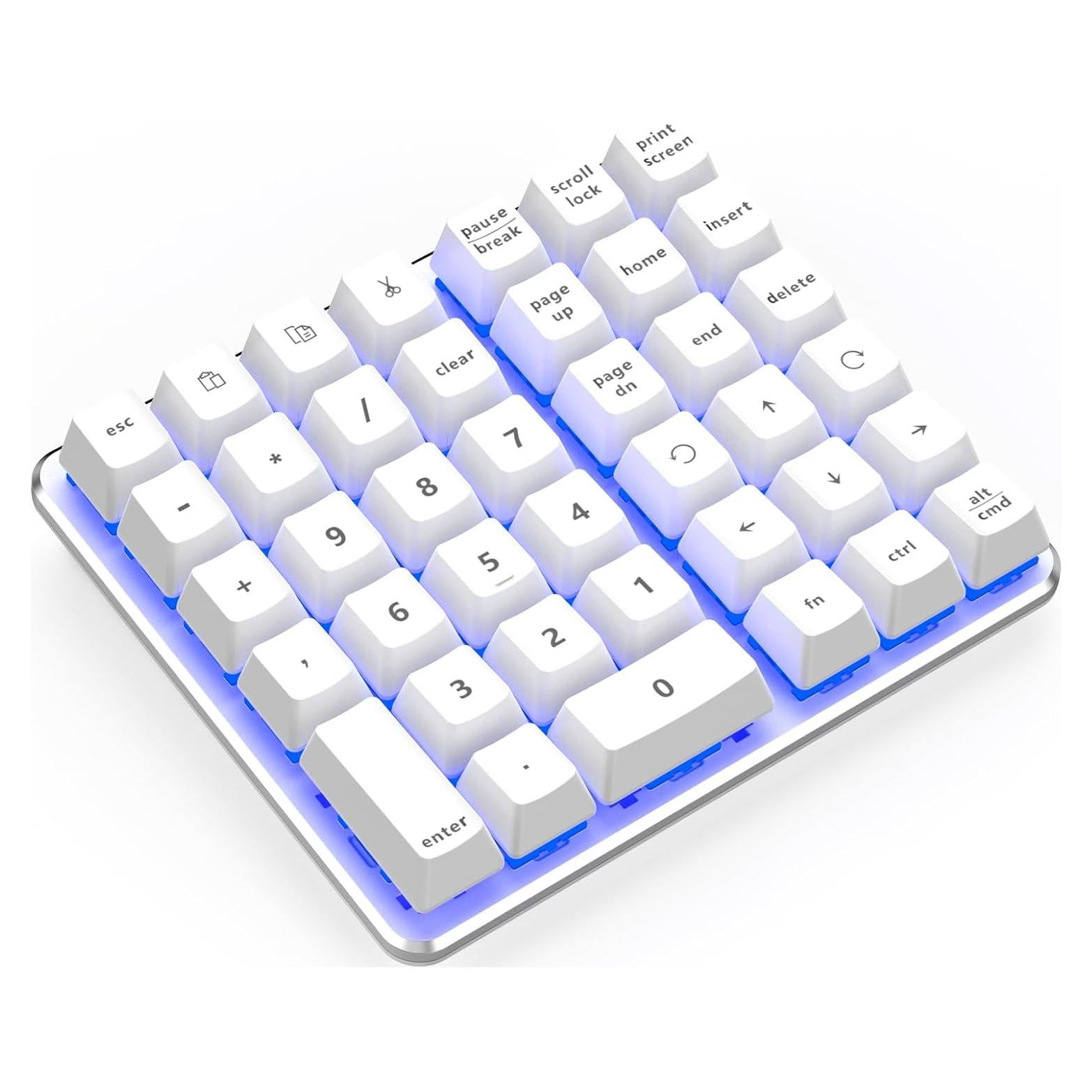 Teclado Numérico Mecánico para Zurdos SurnQiee Blanco USB-C