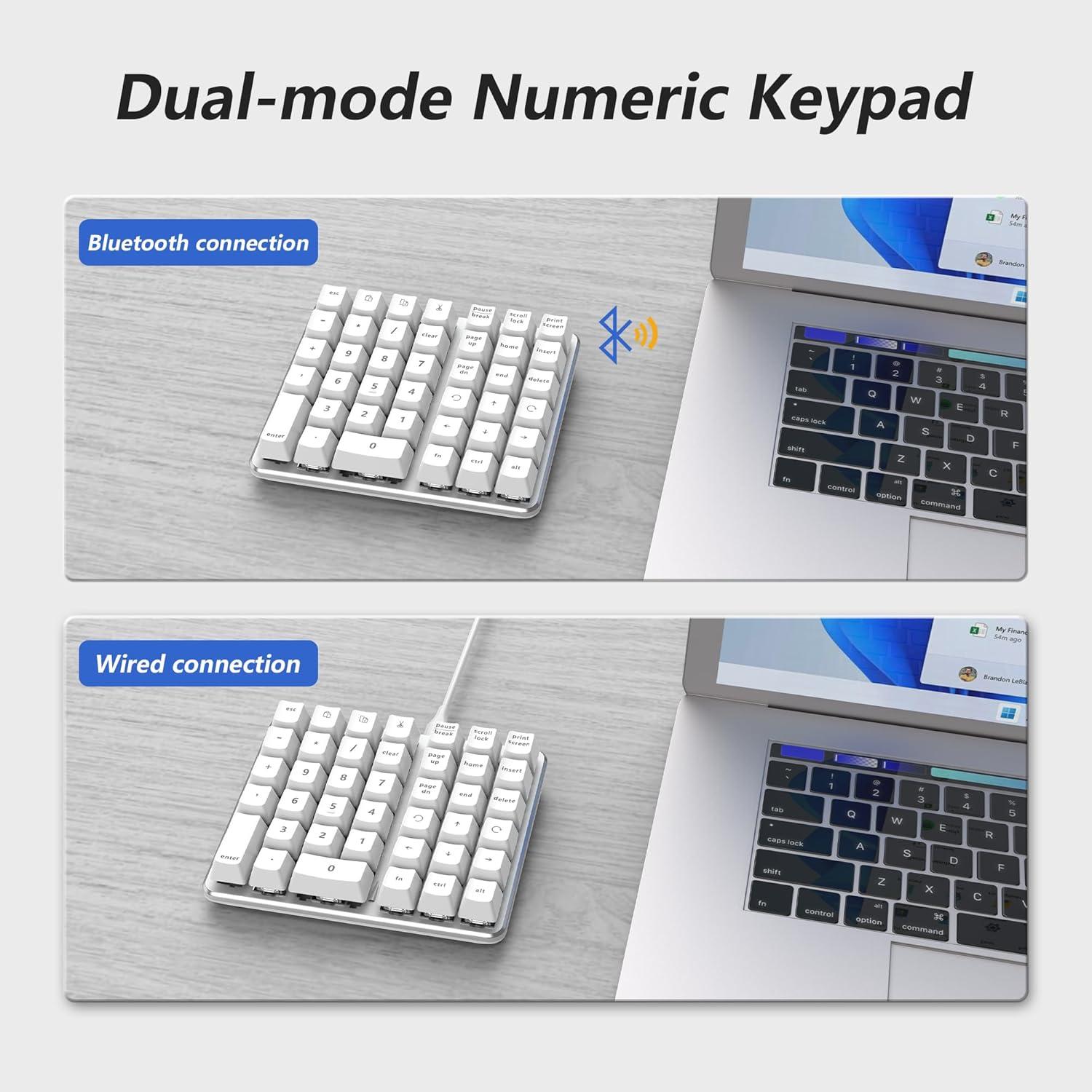 Teclado Numérico Mecánico para Zurdos SurnQiee Blanco USB-C