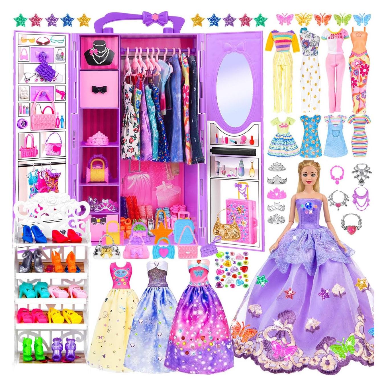 Juego de Muñeca 11.5" con Armario y Accesorios iBayda