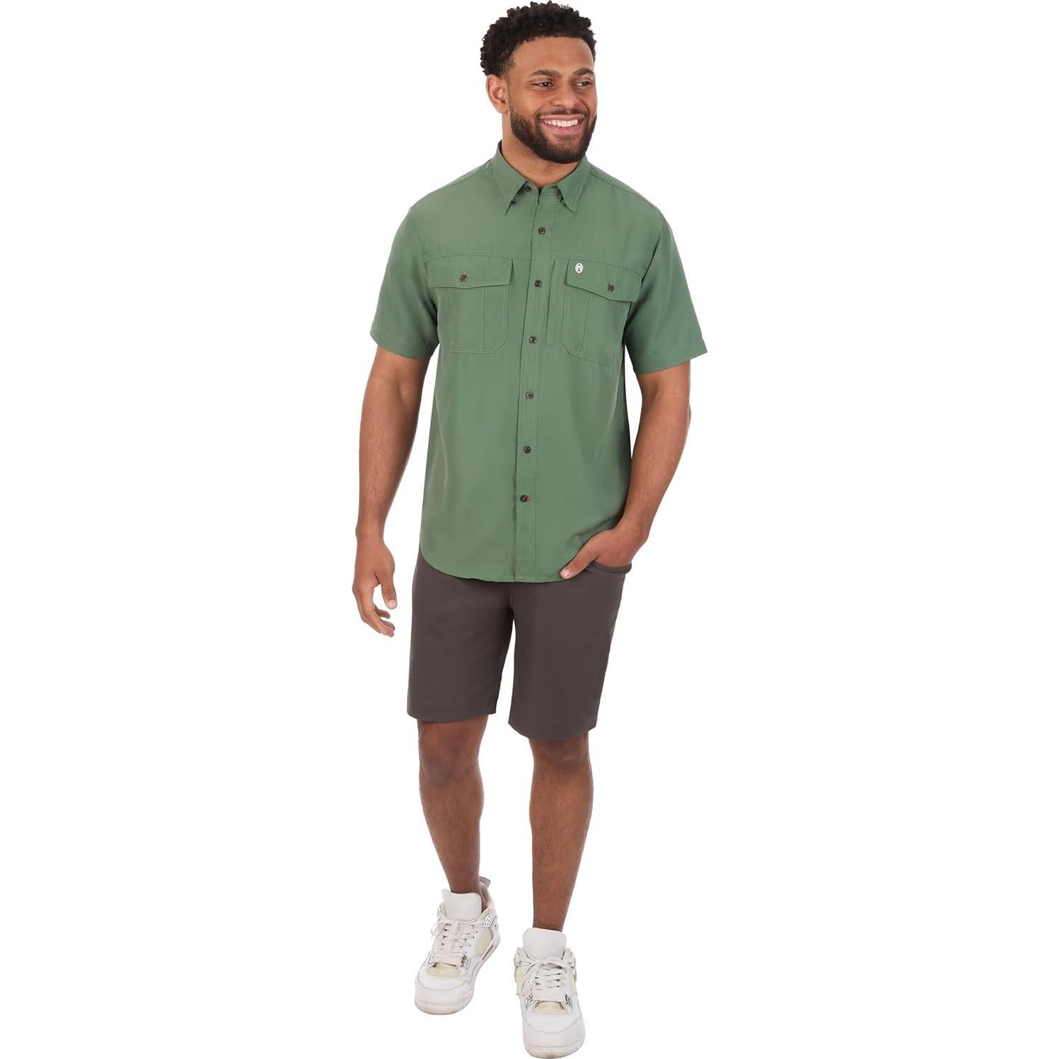 Camisa de Guía de Manga Corta Coleman UPF 40+ Verde Pato