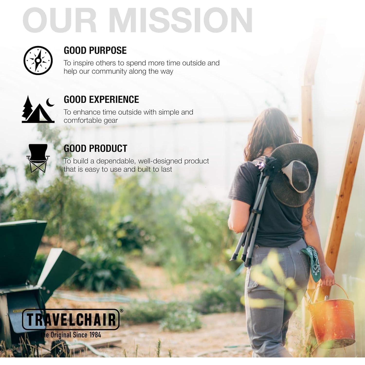 Silla de trípode TravelChair Slacker Negra, ligera y plegable