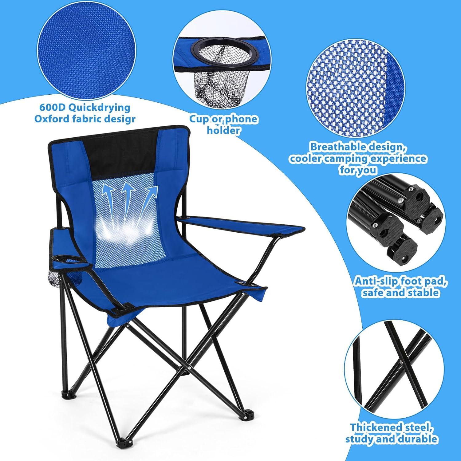 Sillas de Camping Plegables Shellwei 2 PCS Azul 120 kg