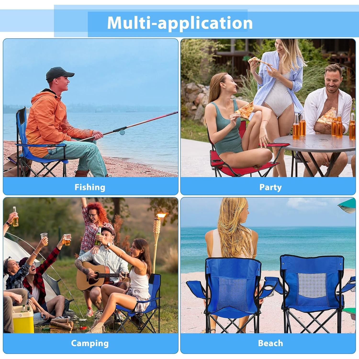 Sillas de Camping Plegables Shellwei 2 PCS Azul 120 kg