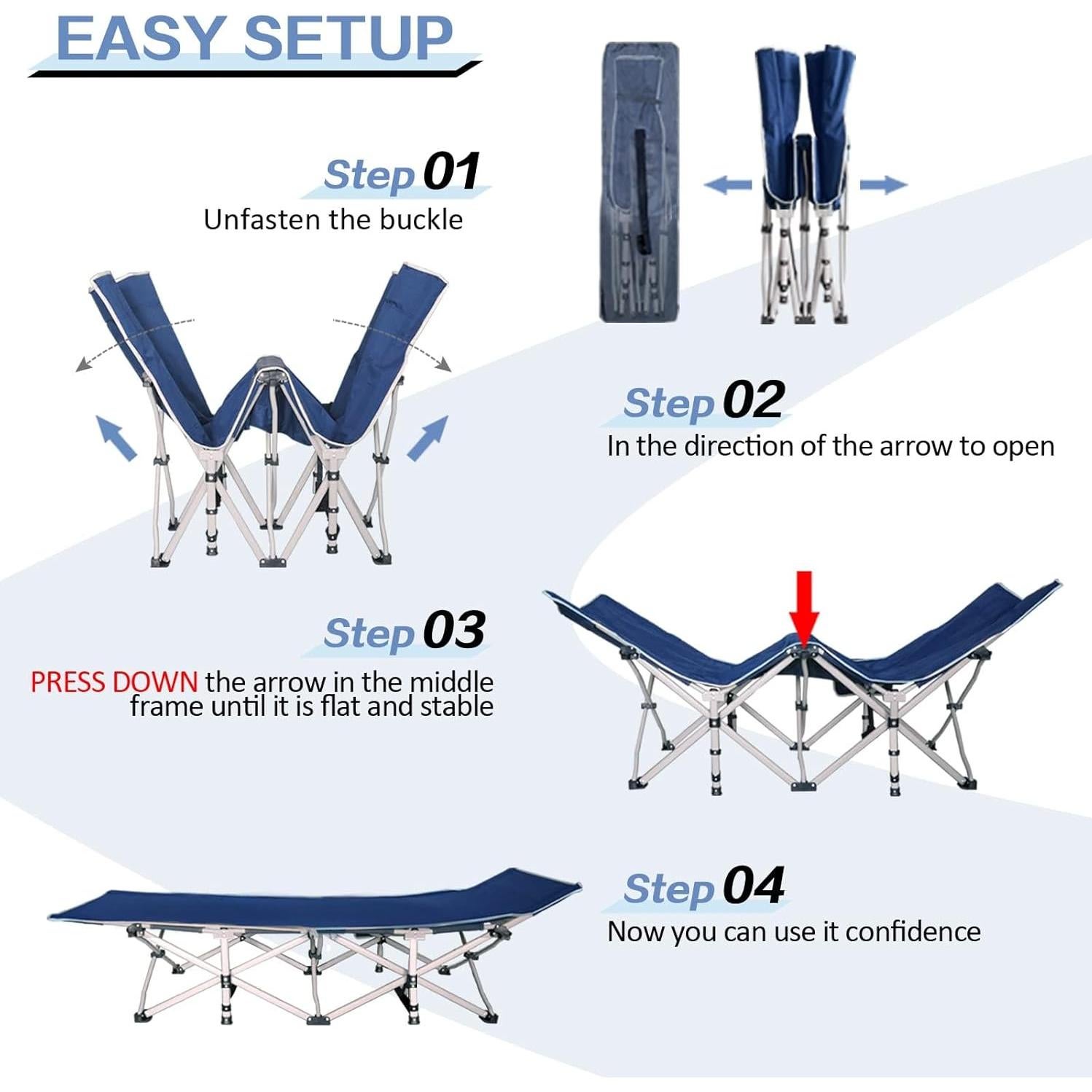Cama de Camping Plegable GETOVIN 2 Paquete con Colchón