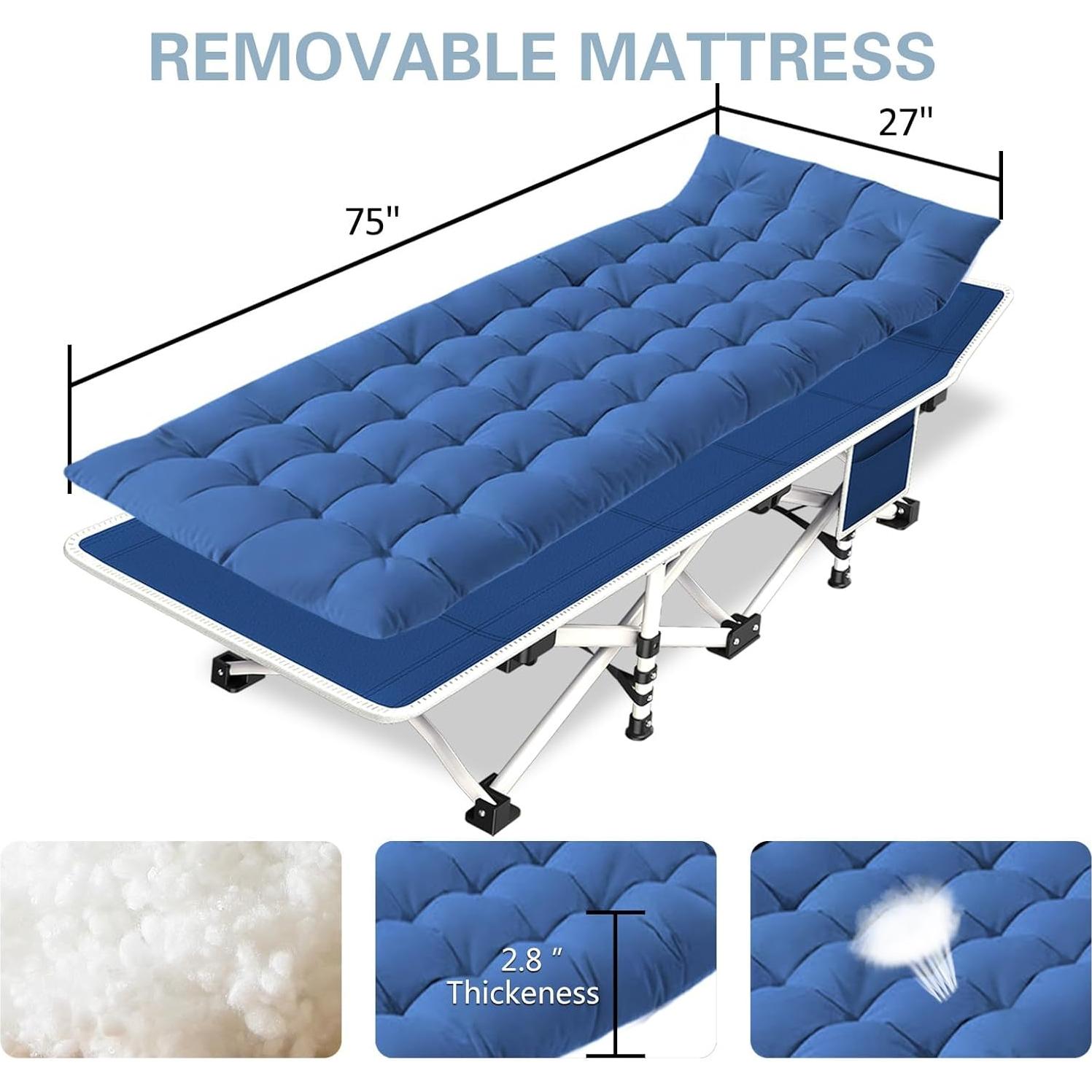 Cama de Camping Plegable GETOVIN 2 Paquete con Colchón