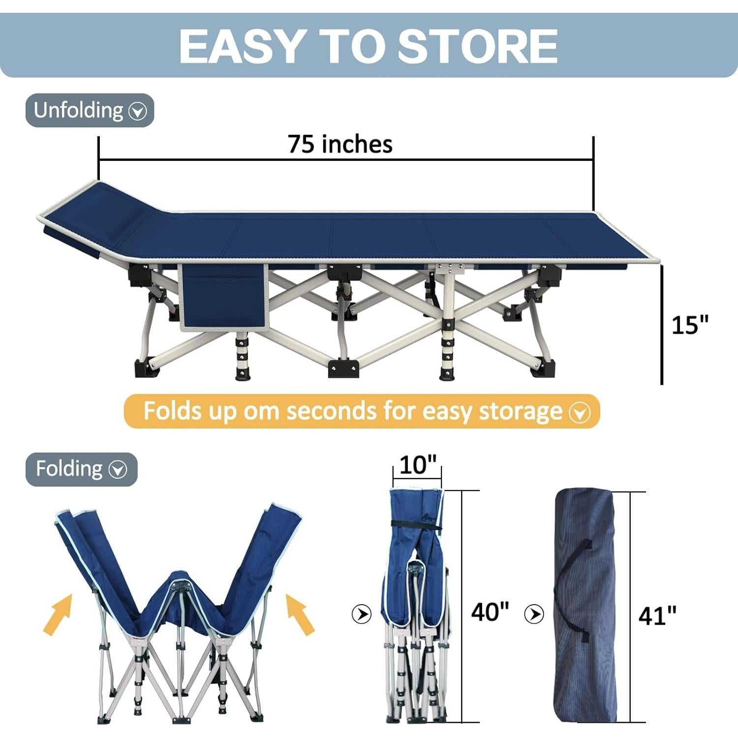 Cama de Camping Plegable GETOVIN 2 Paquete con Colchón