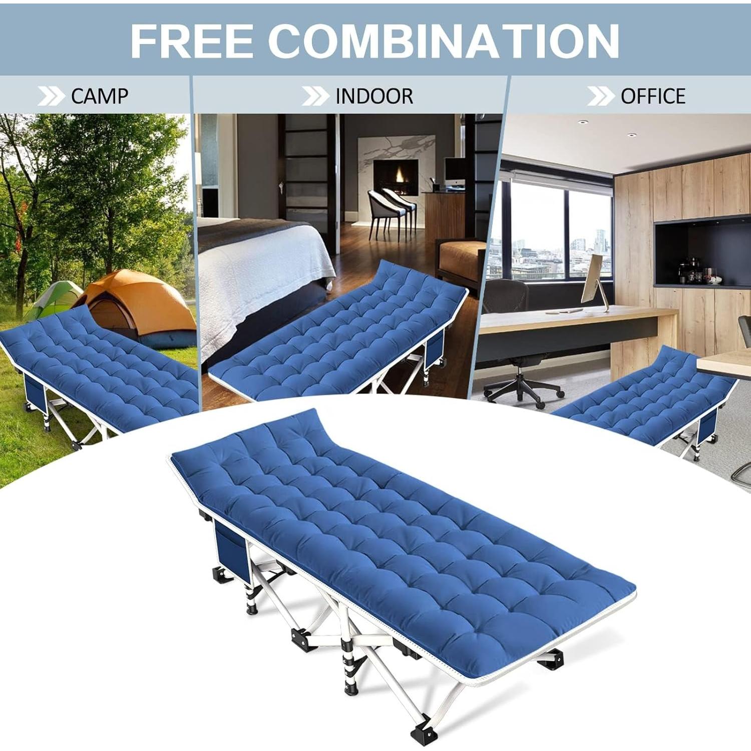 Cama de Camping Plegable GETOVIN 2 Paquete con Colchón