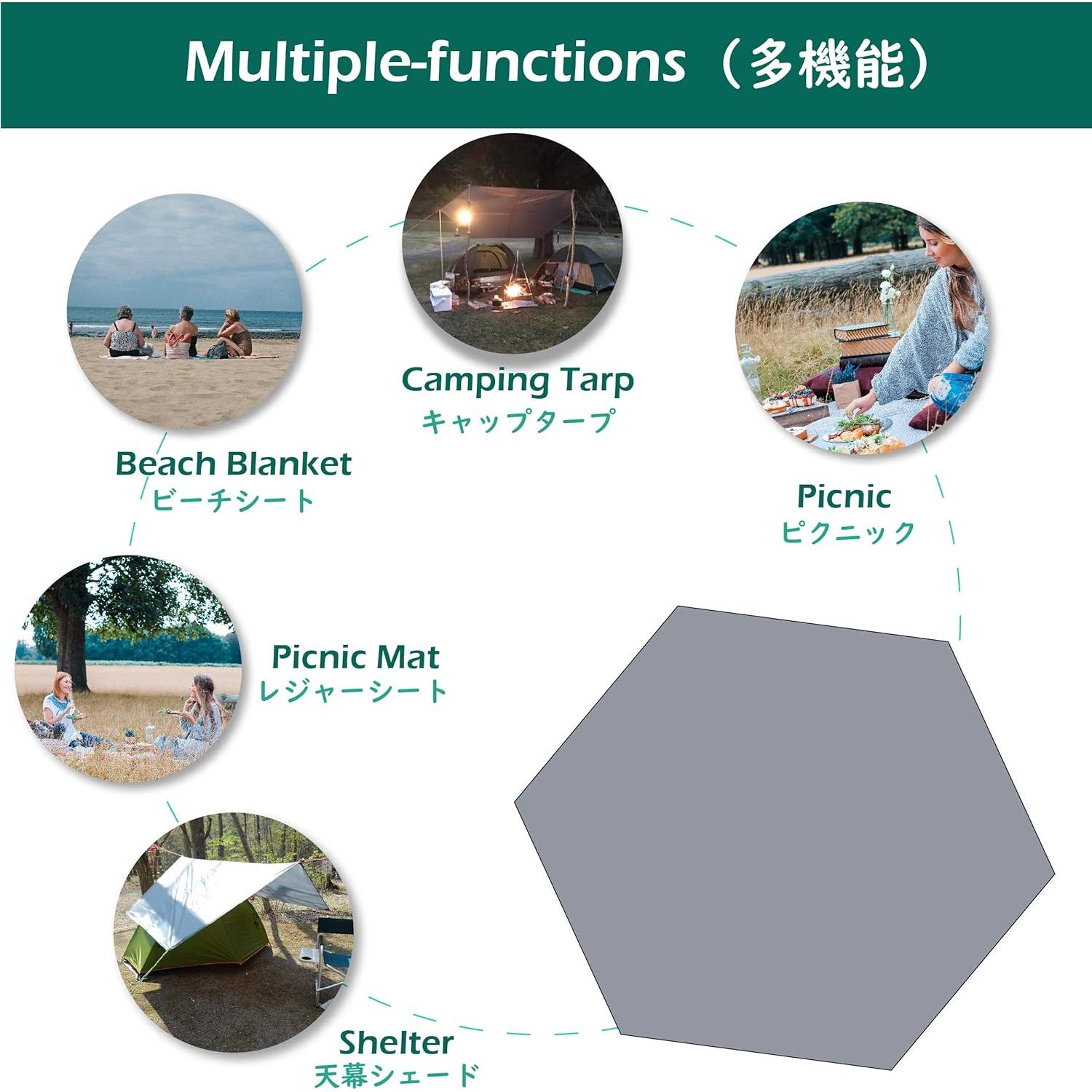 Lona de Camping Impermeable TRIWONDER 2.2x3.0m Verde Oscuro