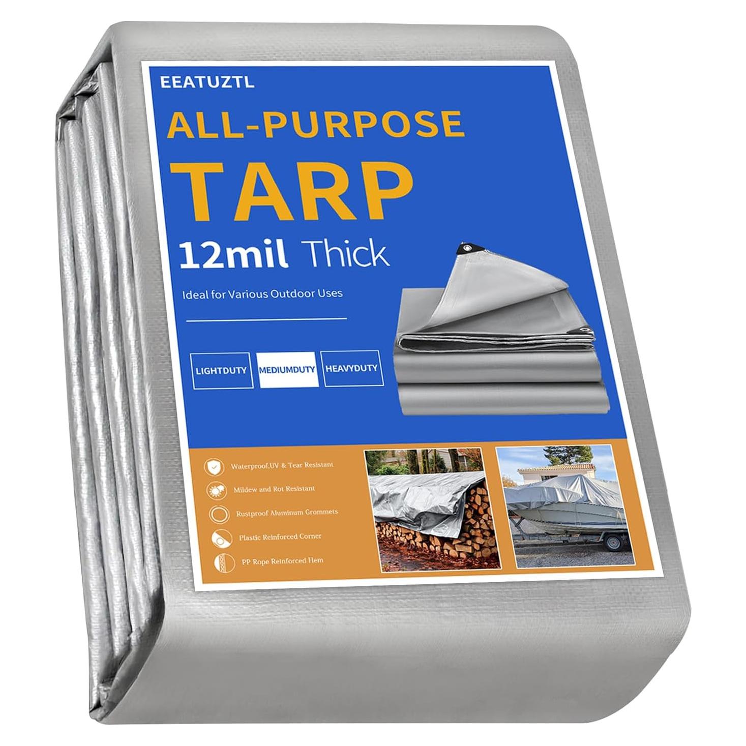 Lona Impermeable 6x8 FT EEATUZTL Negra 16 Mil Resistente UV