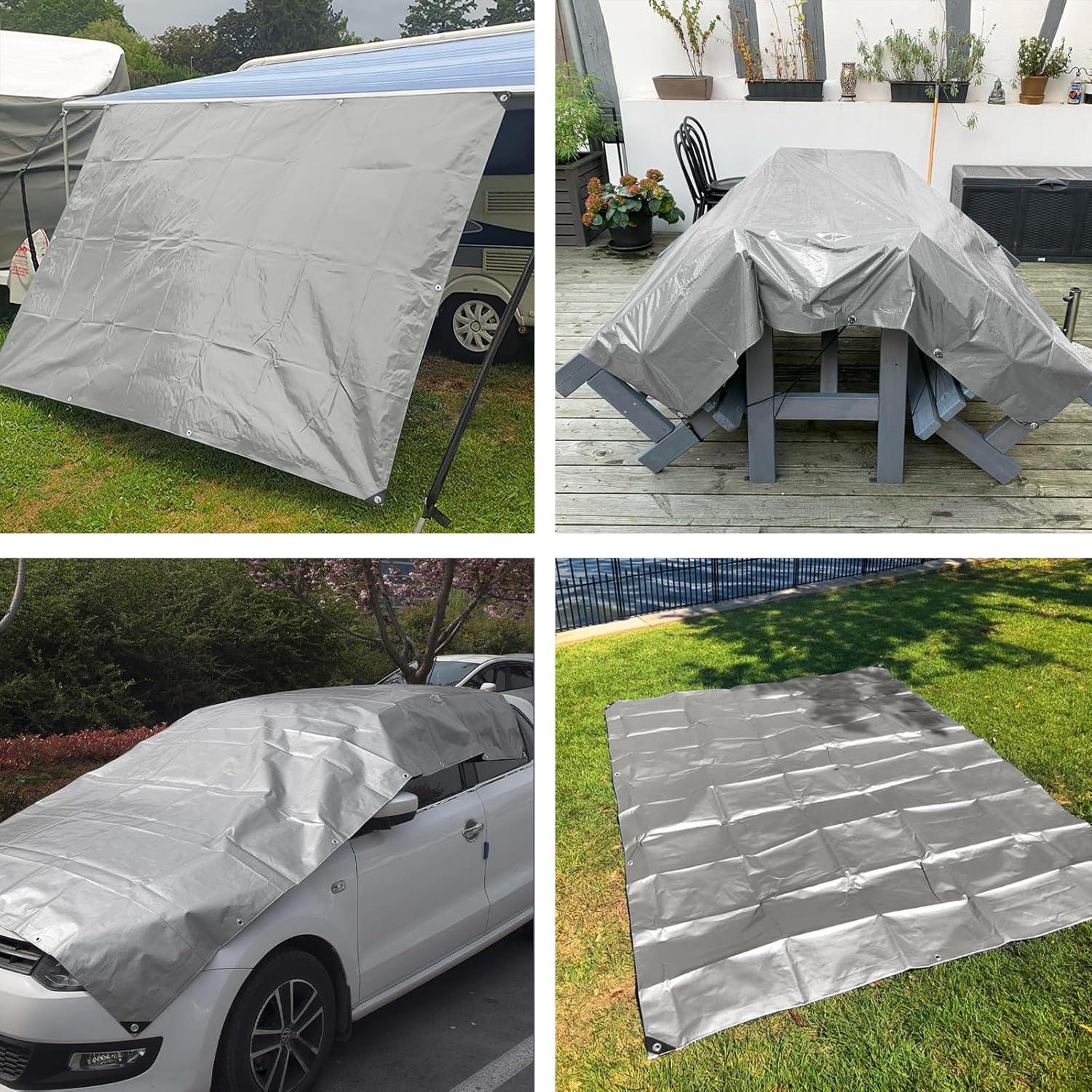 Lona Impermeable 6x8 FT EEATUZTL Negra 16 Mil Resistente UV