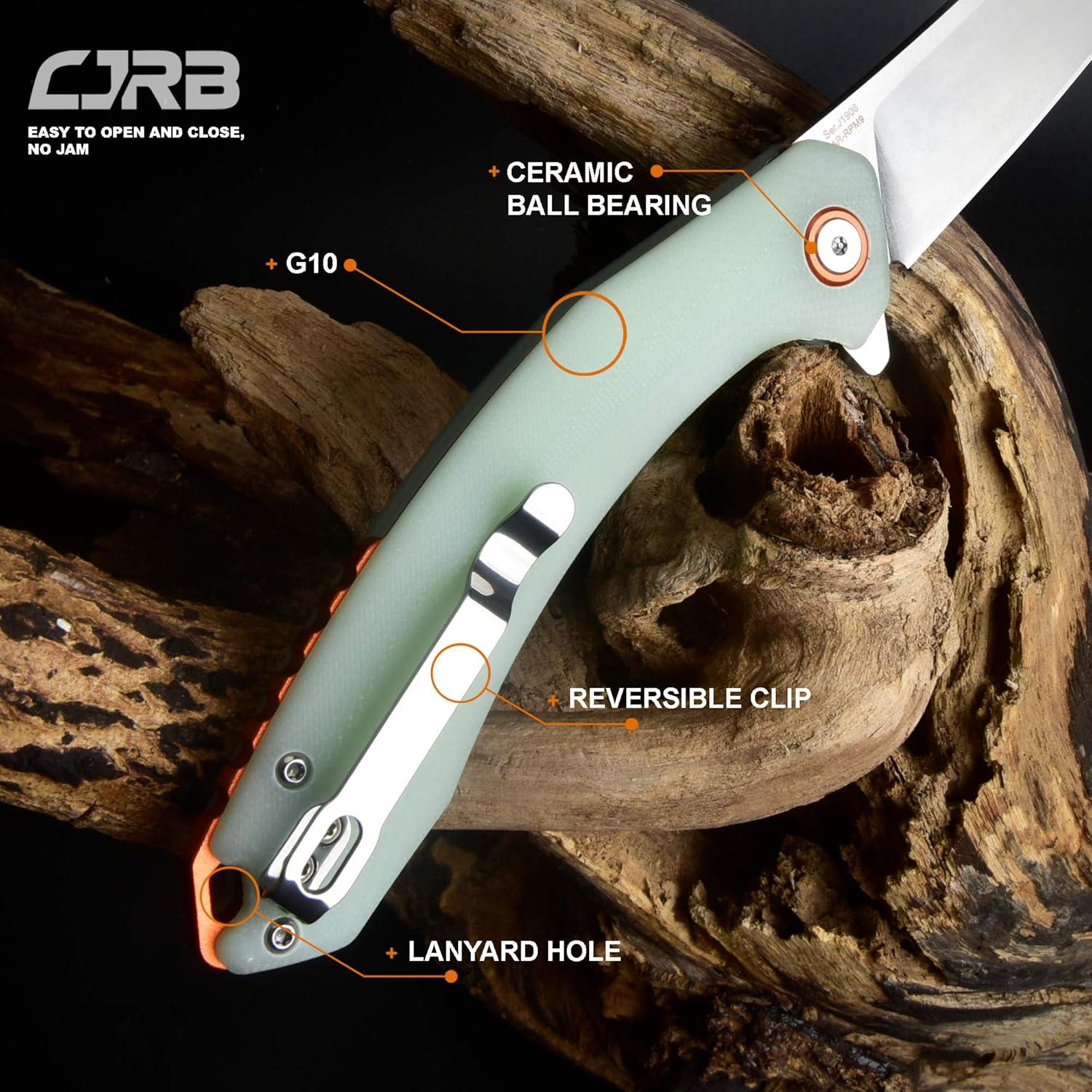 Cuchillo Plegable CJRB Gobi J1906 Verde Natural EDC 22.86cm