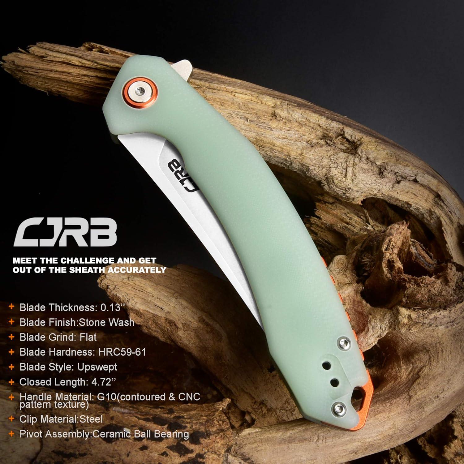 Cuchillo Plegable CJRB Gobi J1906 Verde Natural EDC 22.86cm