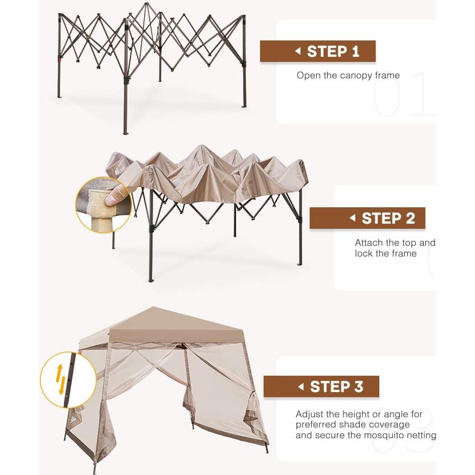 Tienda de refugio COOS BAY 3x3m con mosquitera y patas ajustables