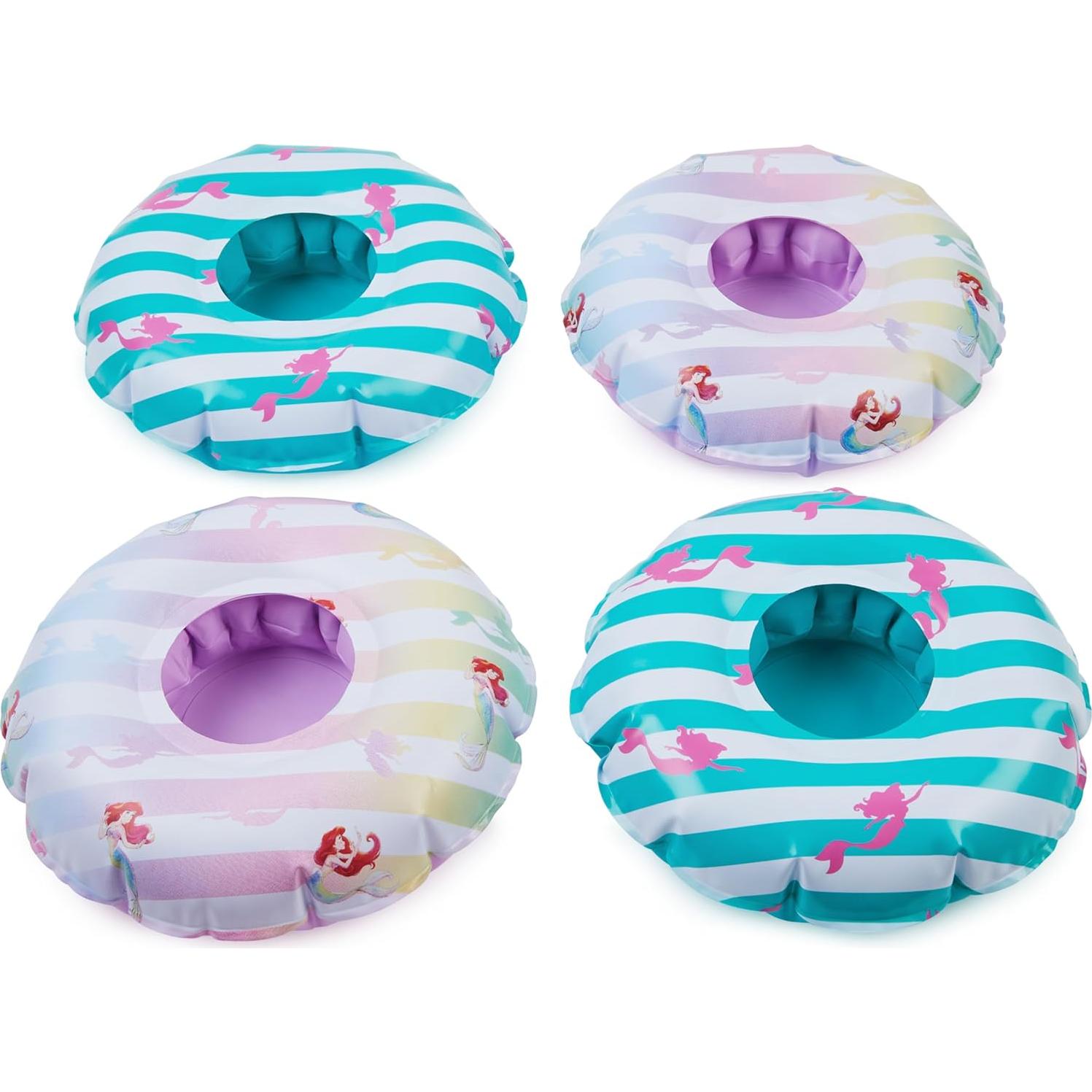 Soportes de Bebidas Inflables Disney Swimways - La Sirenita, Paquete de 4