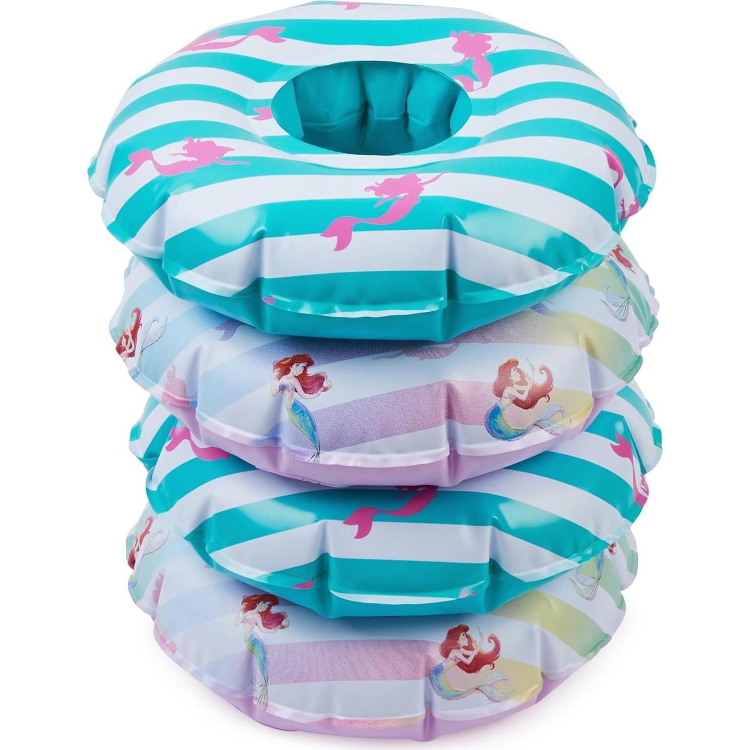 Soportes de Bebidas Inflables Disney Swimways - La Sirenita, Paquete de 4
