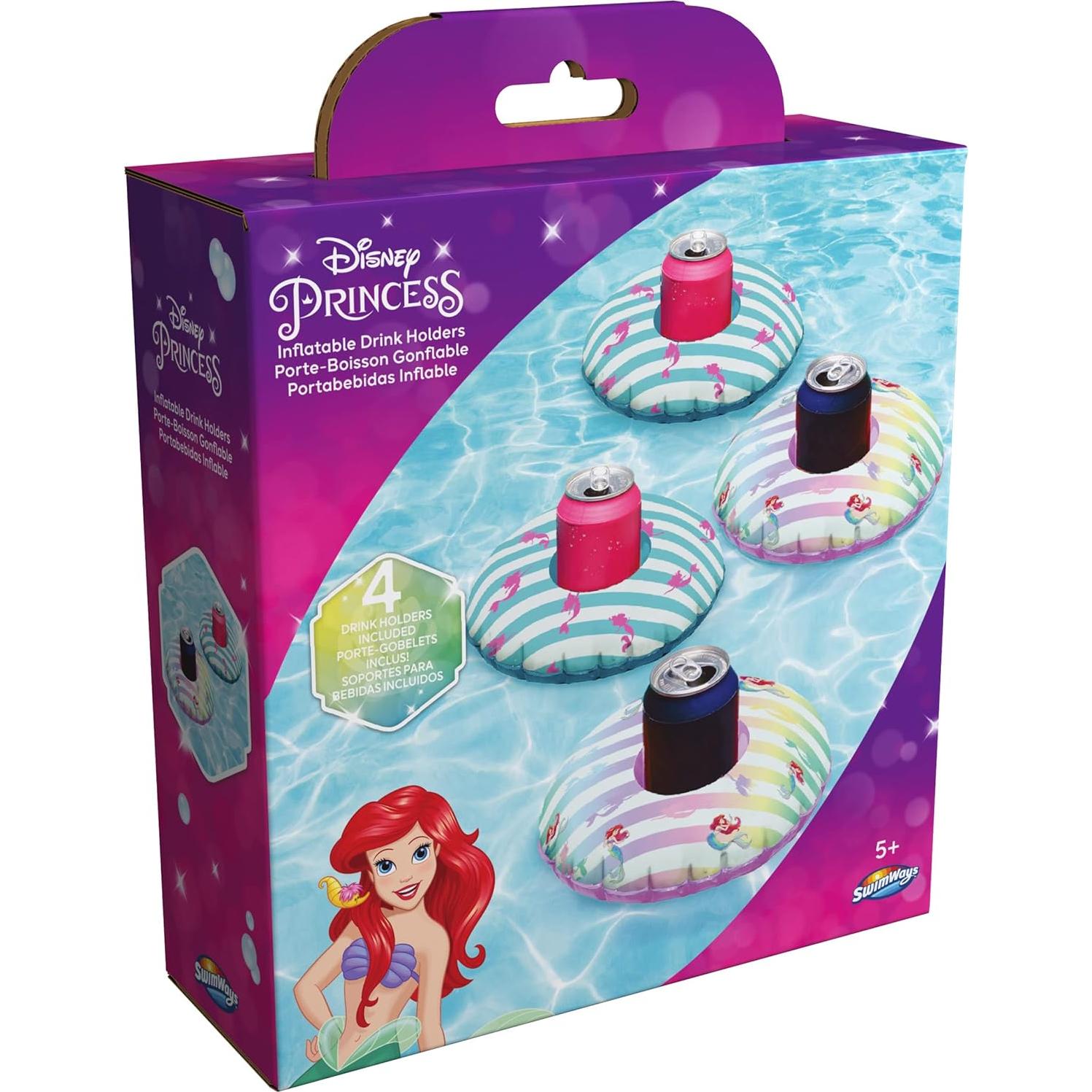 Soportes de Bebidas Inflables Disney Swimways - La Sirenita, Paquete de 4