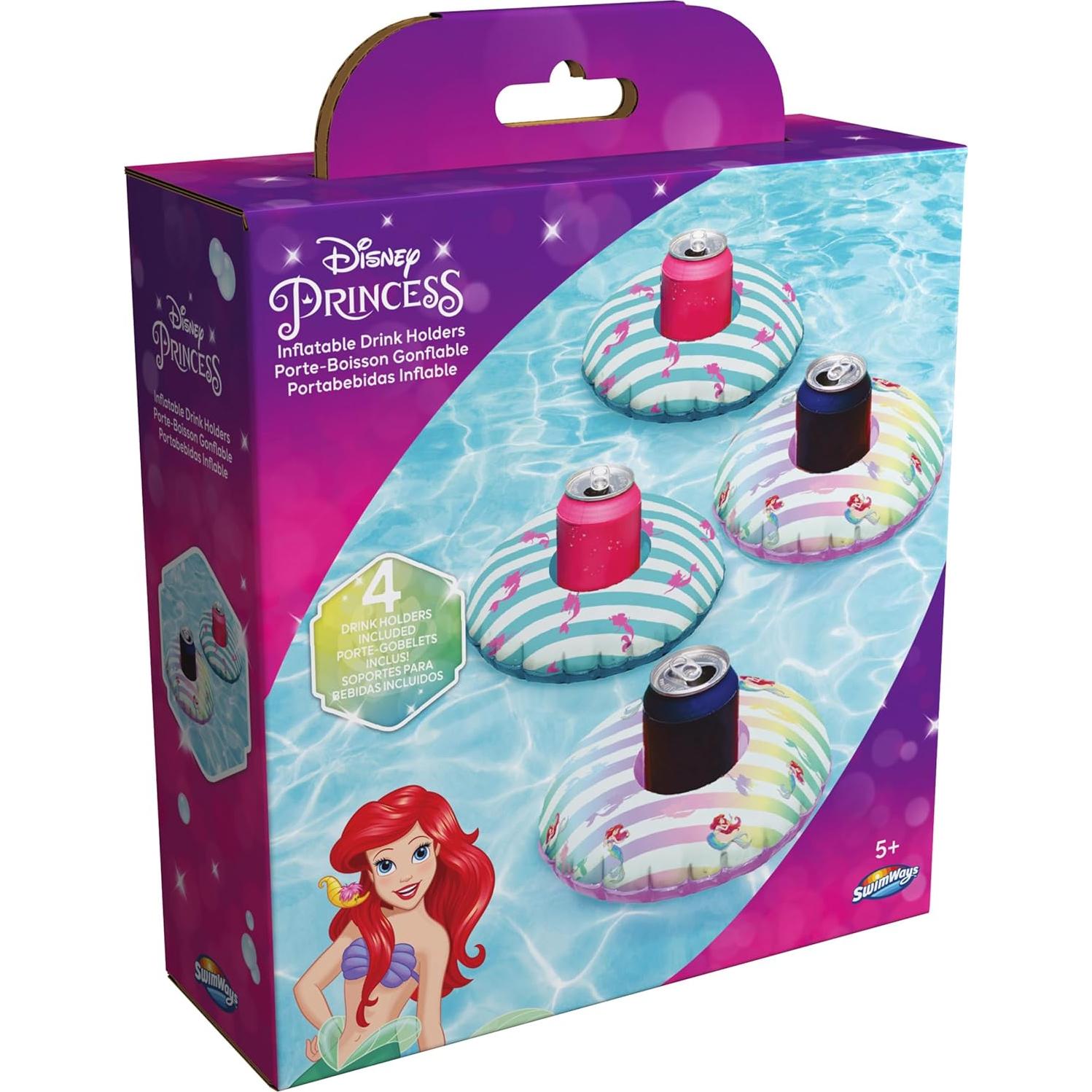 Soportes de Bebidas Inflables Disney Swimways - La Sirenita, Paquete de 4