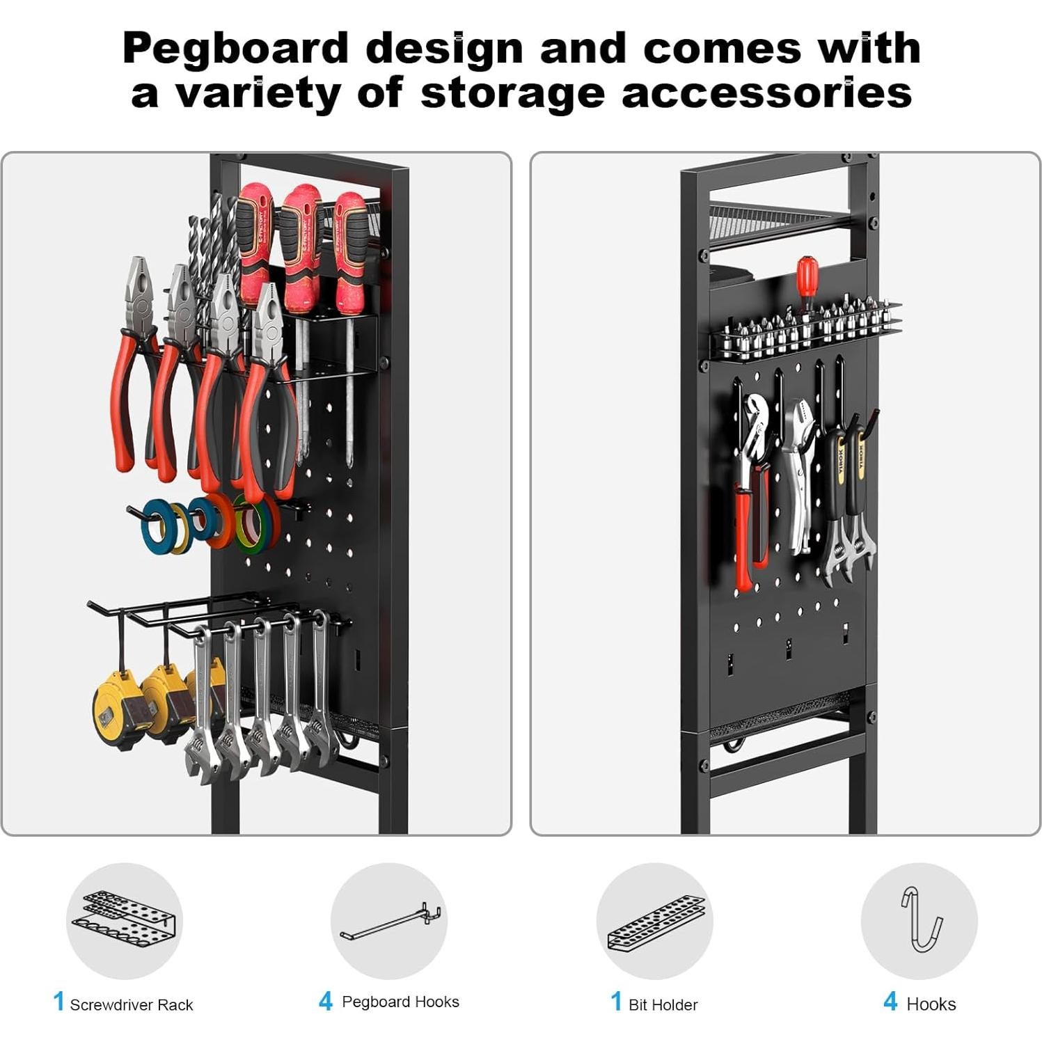 Carro Organizador de Herramientas CCCEI Negro con Estación de Carga
