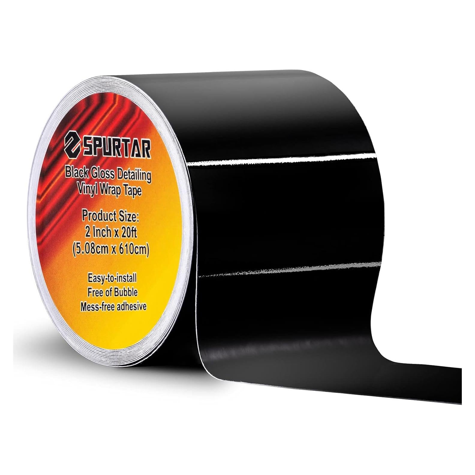 Cinta de Vinilo Negro Brillante Spurtar 5 cm x 6 m para Autos