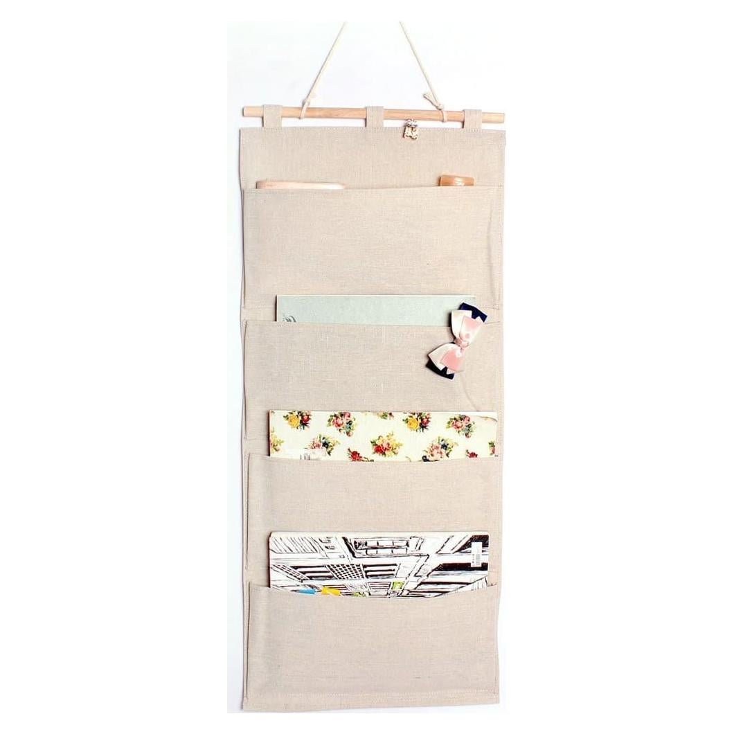 Organizador de Pared Co-link de Algodón y Lino con 4 Bolsillos