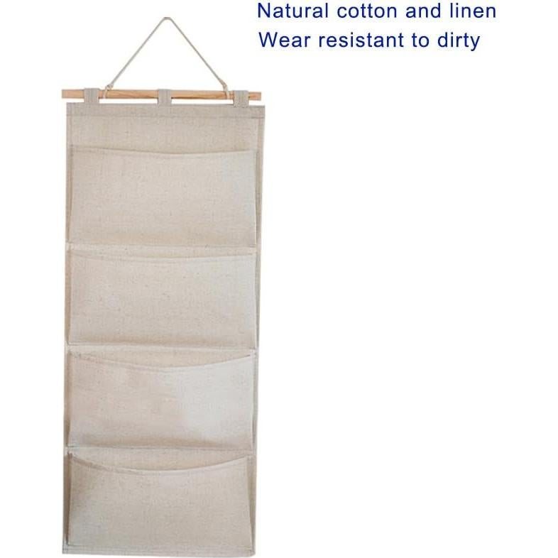 Organizador de Pared Co-link de Algodón y Lino con 4 Bolsillos