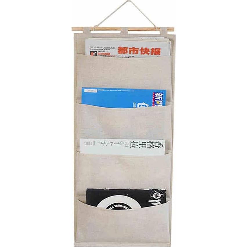 Organizador de Pared Co-link de Algodón y Lino con 4 Bolsillos